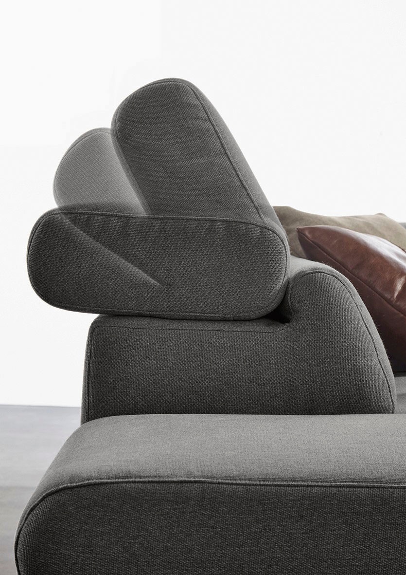 W.SCHILLIG Ecksofa »finn, Designsofa mit tollem Sitzkomfort, bequem, L-Form«, German Design Award 2016, Fußgestell Nussbaum natur, Breite 281 cm