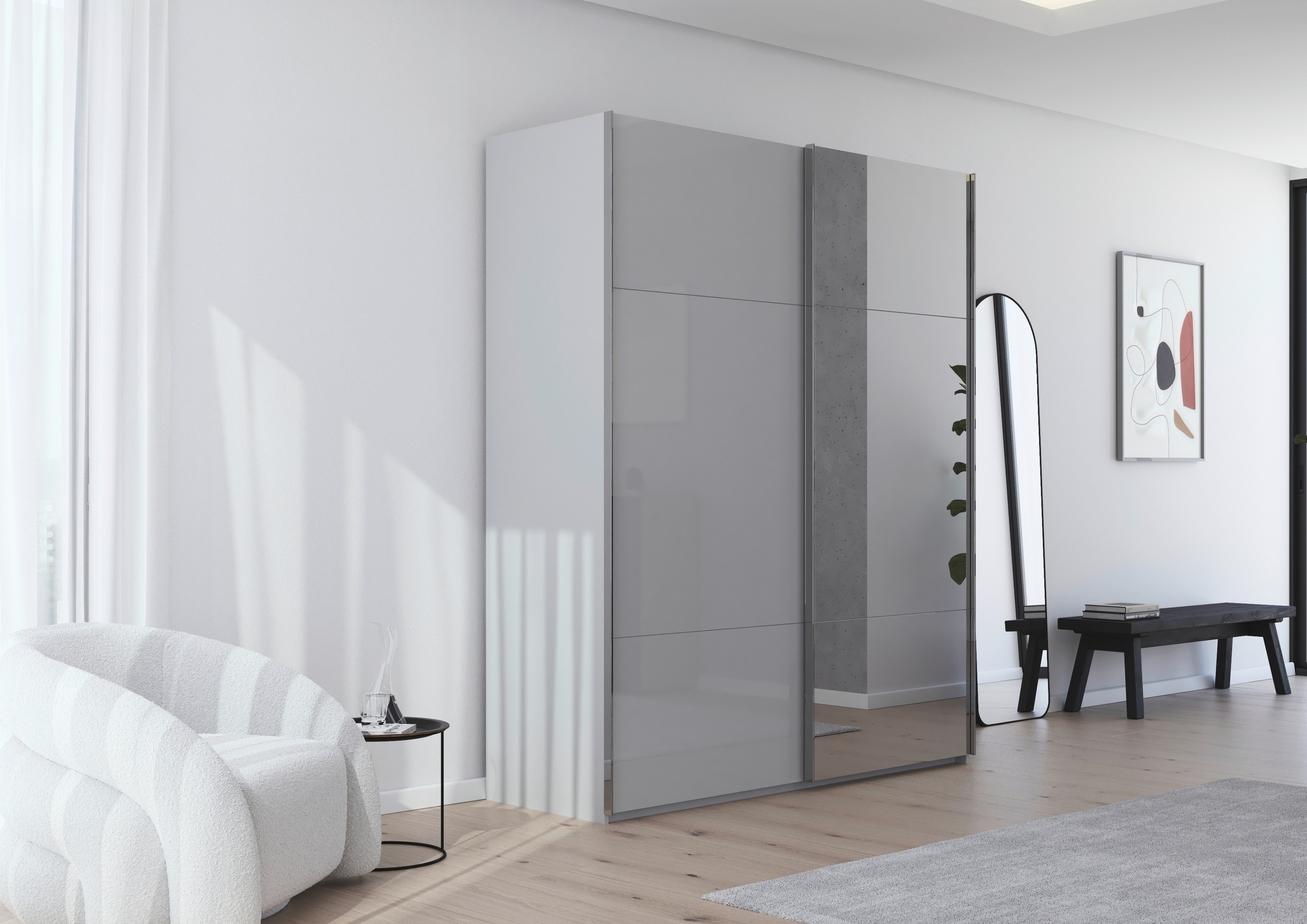 rauch Schwebetürenschrank »Kleiderschrank Schrank Garderobe Schlafzimmerschrank CONTIDO« 3 verschiedene Ausstattungen BASIC/CLASSIC/PREMIUM (inkl. SOFT-CLOSE),  aus hochwertigem Material in 6 Breiten 2 Griff-Farben MADE IN GERMANY