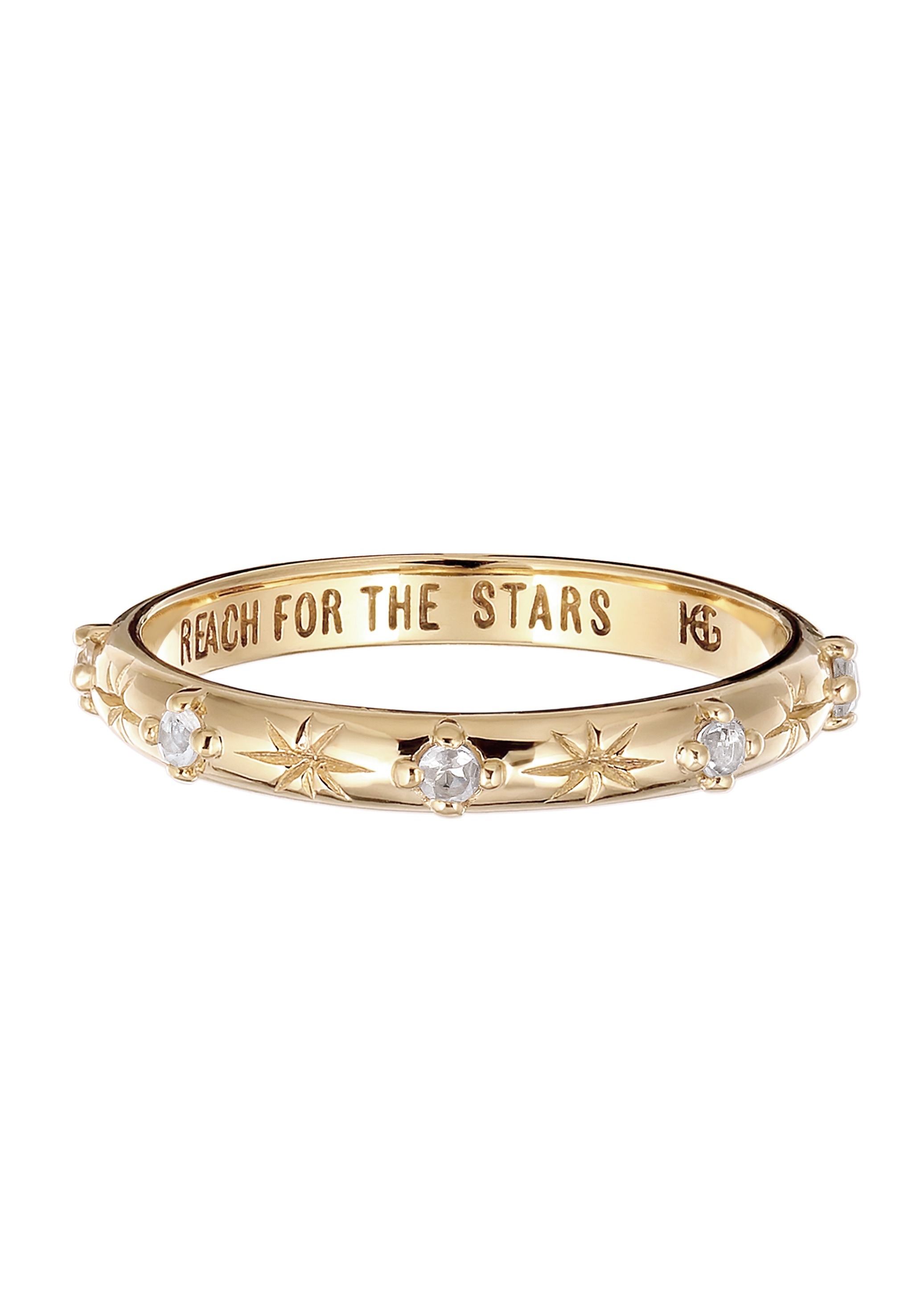 HAZE & GLORY Silberring »Ring Bandring Stern Mondstein Regenbogen 375 Gelbgold«