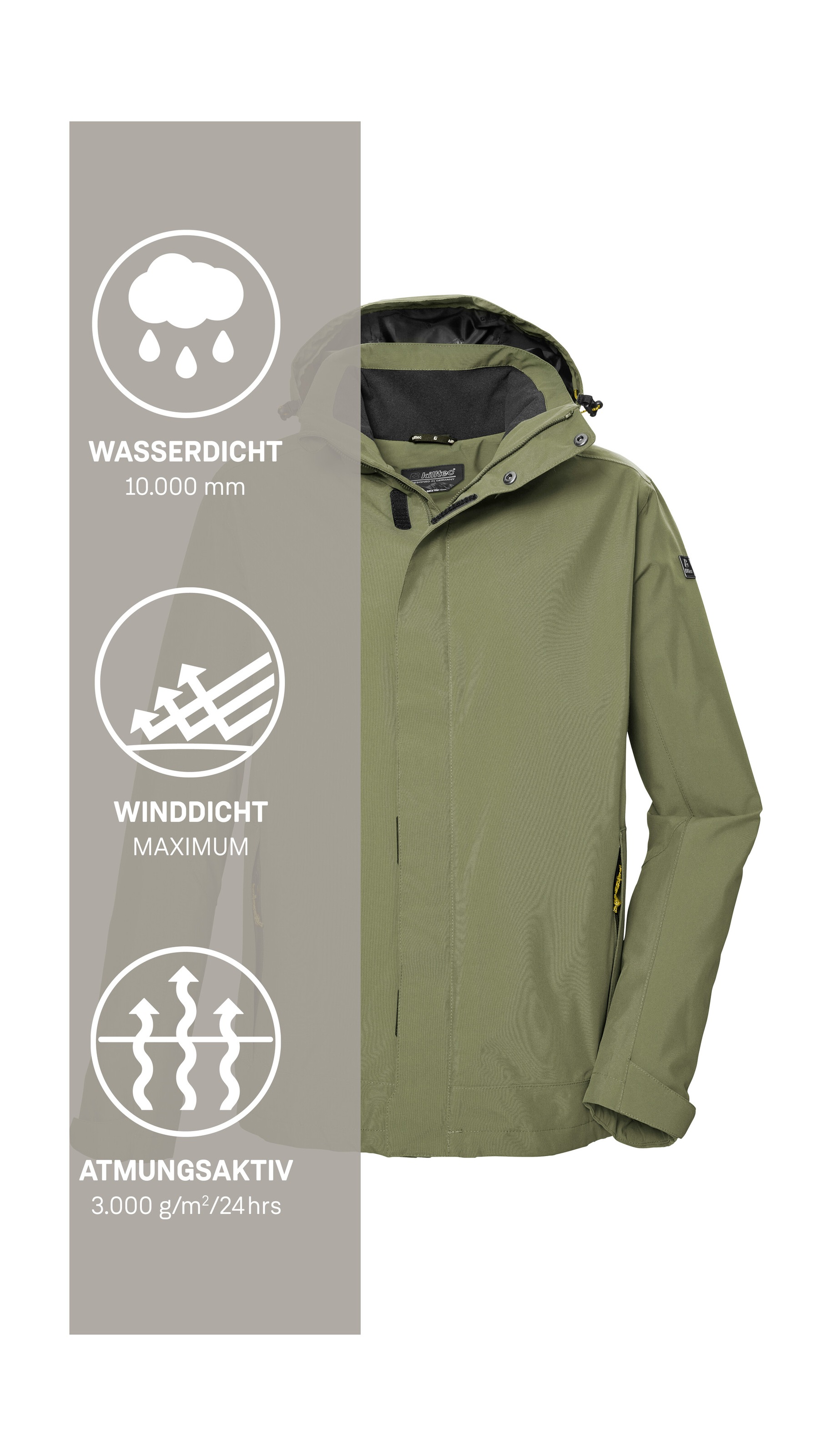 Killtec Funktionsjacke »KOS 87 MN JCKT« Wasser- und winddicht, atmungsaktiv, abnehmbare Kapuze