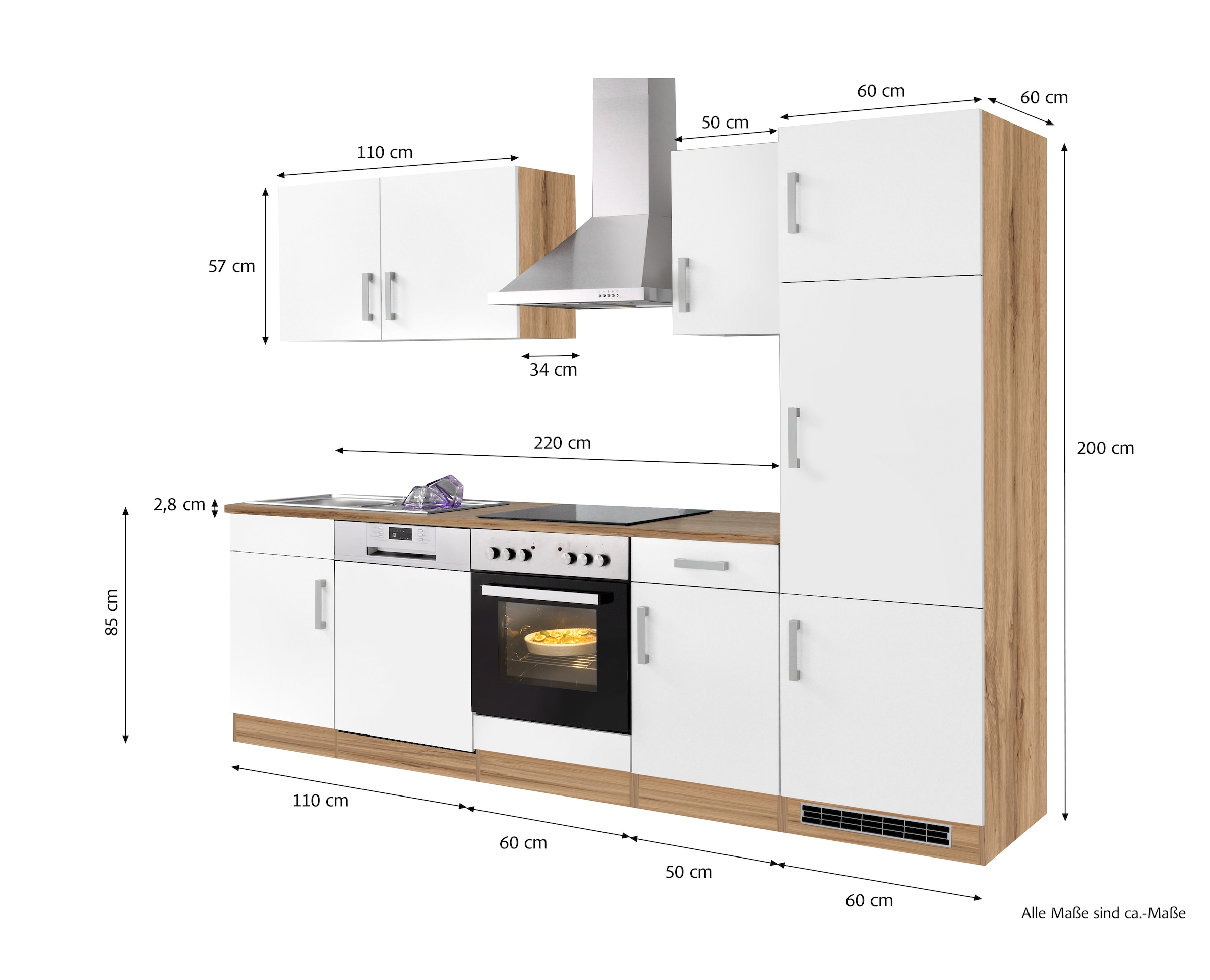 KOCHSTATION Küchenzeile »KS-Toronto« Breite 280 cm, mit E-Geräten