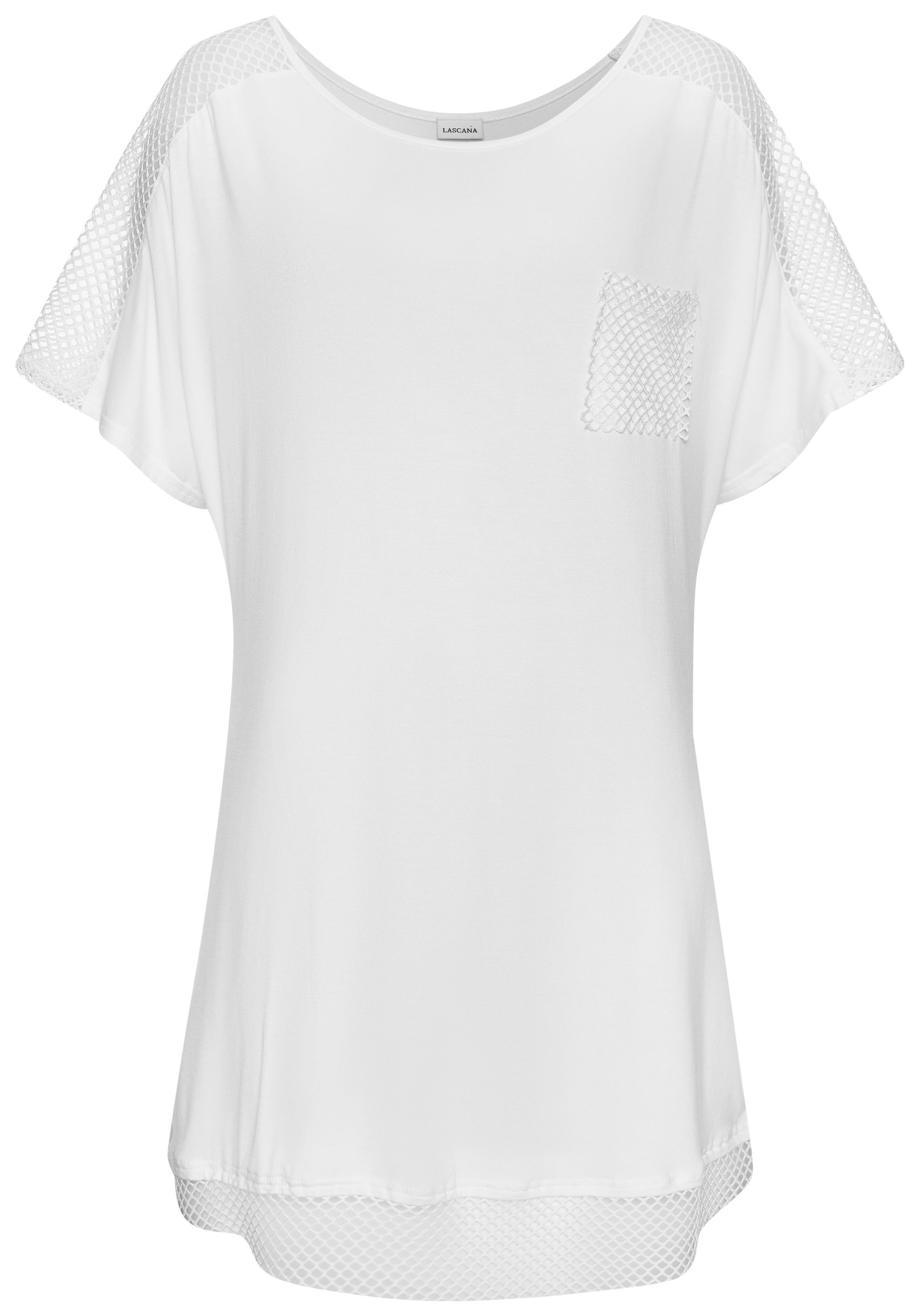 LASCANA Longshirt, mit Mesheinsätzen, Shirtkleid, Strandkleid, lockere Passform