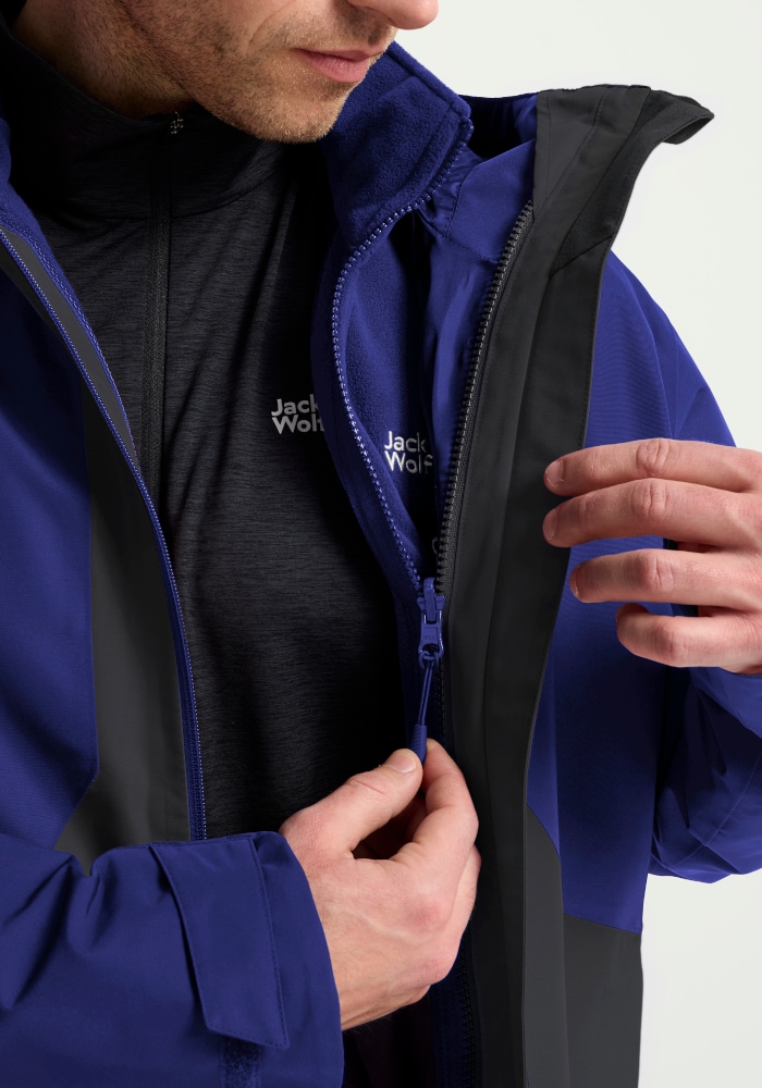 Jack Wolfskin 3-in-1-Funktionsjacke »STONETRAIL 3IN1 JKT M« mit Kapuze mit dreifacher Tragemöglichkeit, wasserdicht, winddicht, atmungsaktiv