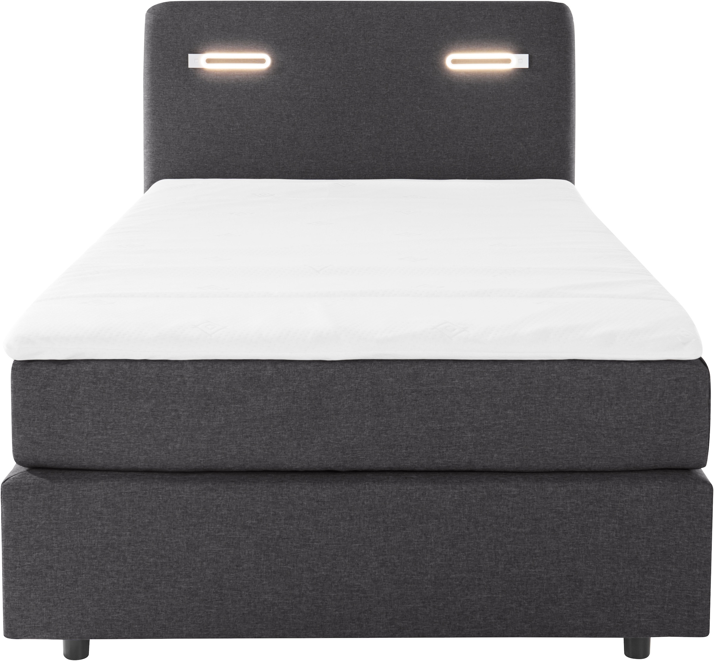 Home affaire »LUAN, Stauraumbett mit Schubkästen & Taschenfederkernmatratze H2-H4« LED-Beleuchtung, Karo- oder feiner Strukturstoff,  120/180 cm x200 cm