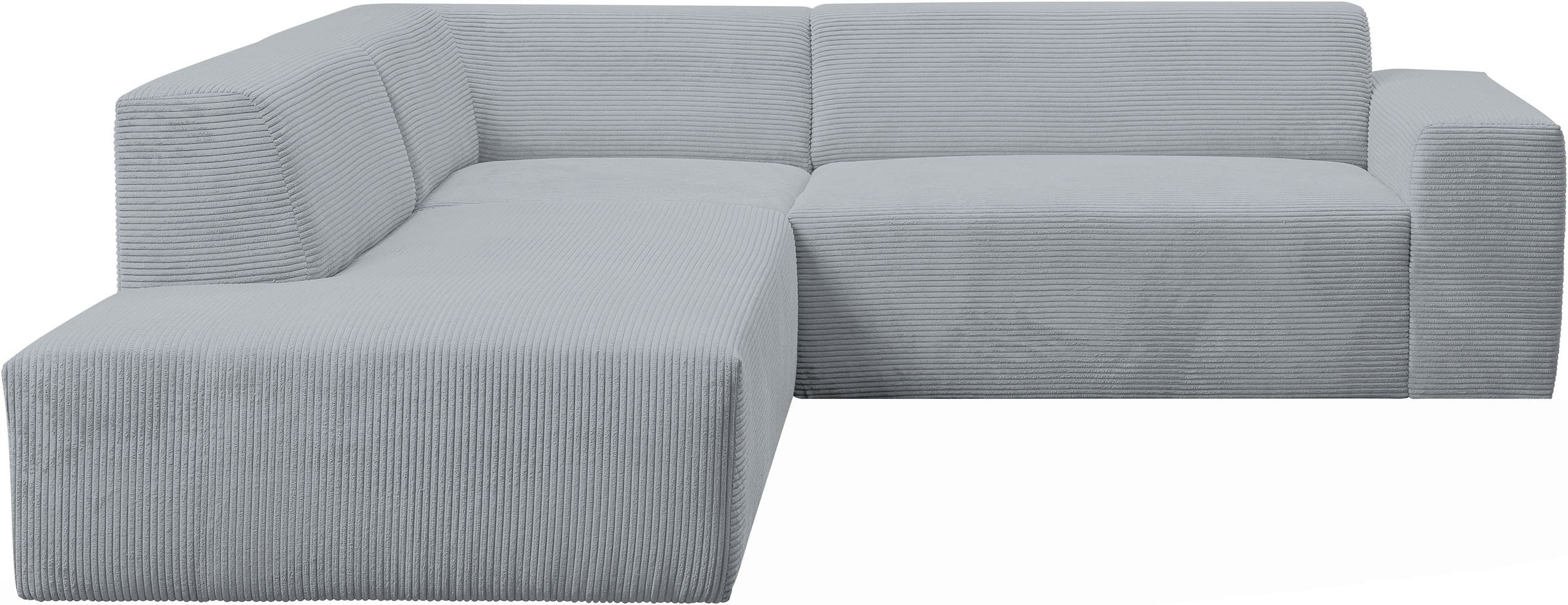 WERK2 Ecksofa »Zeus-M, tolles Sofa mit schönen Details, L-Form«, Curvy Trend Garnitur, urbane Optik, komfortable Wellenunterfederung