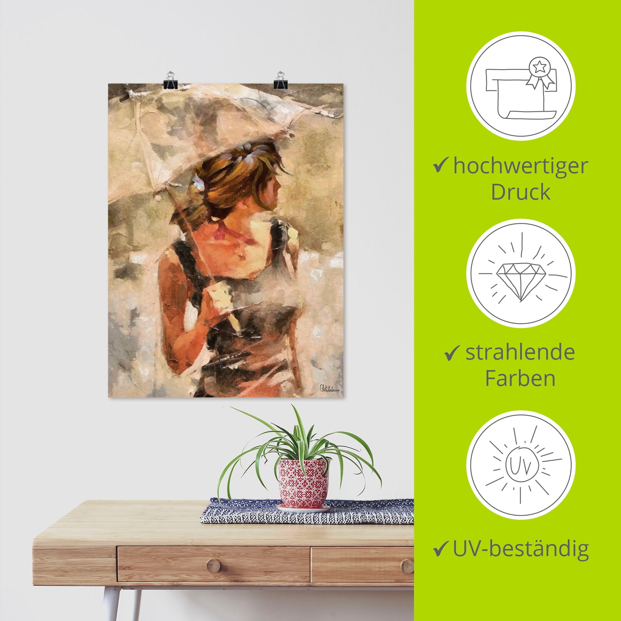 Artland Wandbild »Lady mit Regenschirm«, Portrait, (1 St.), als Leinwandbild, Poster in verschied. Größen