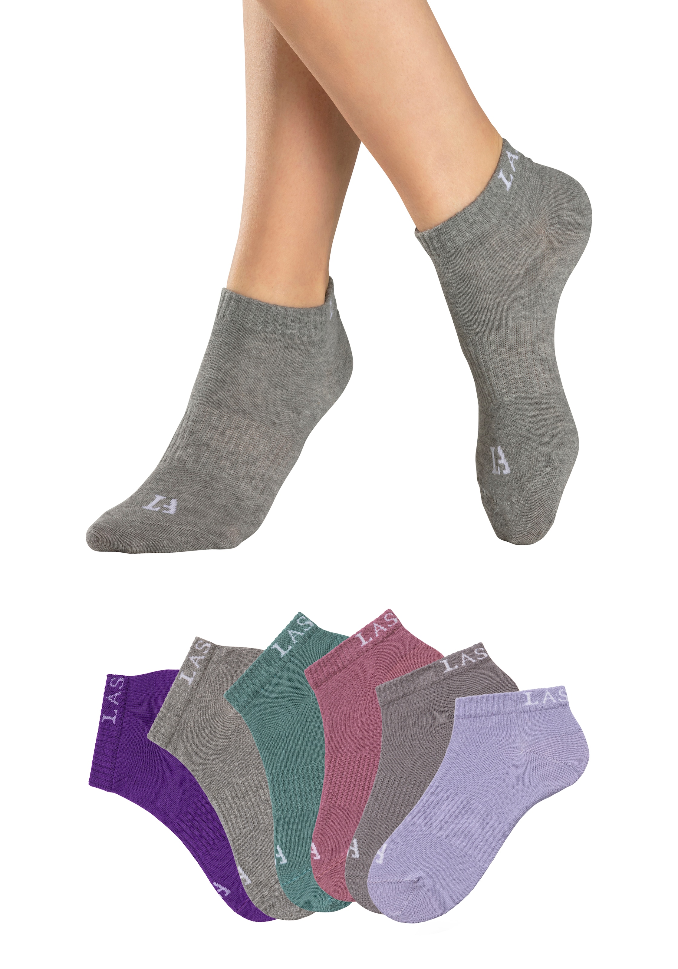 LASCANA ACTIVE Sneakersocken, (Packung, 6 Paar), mit eingestricktem Marken Logo