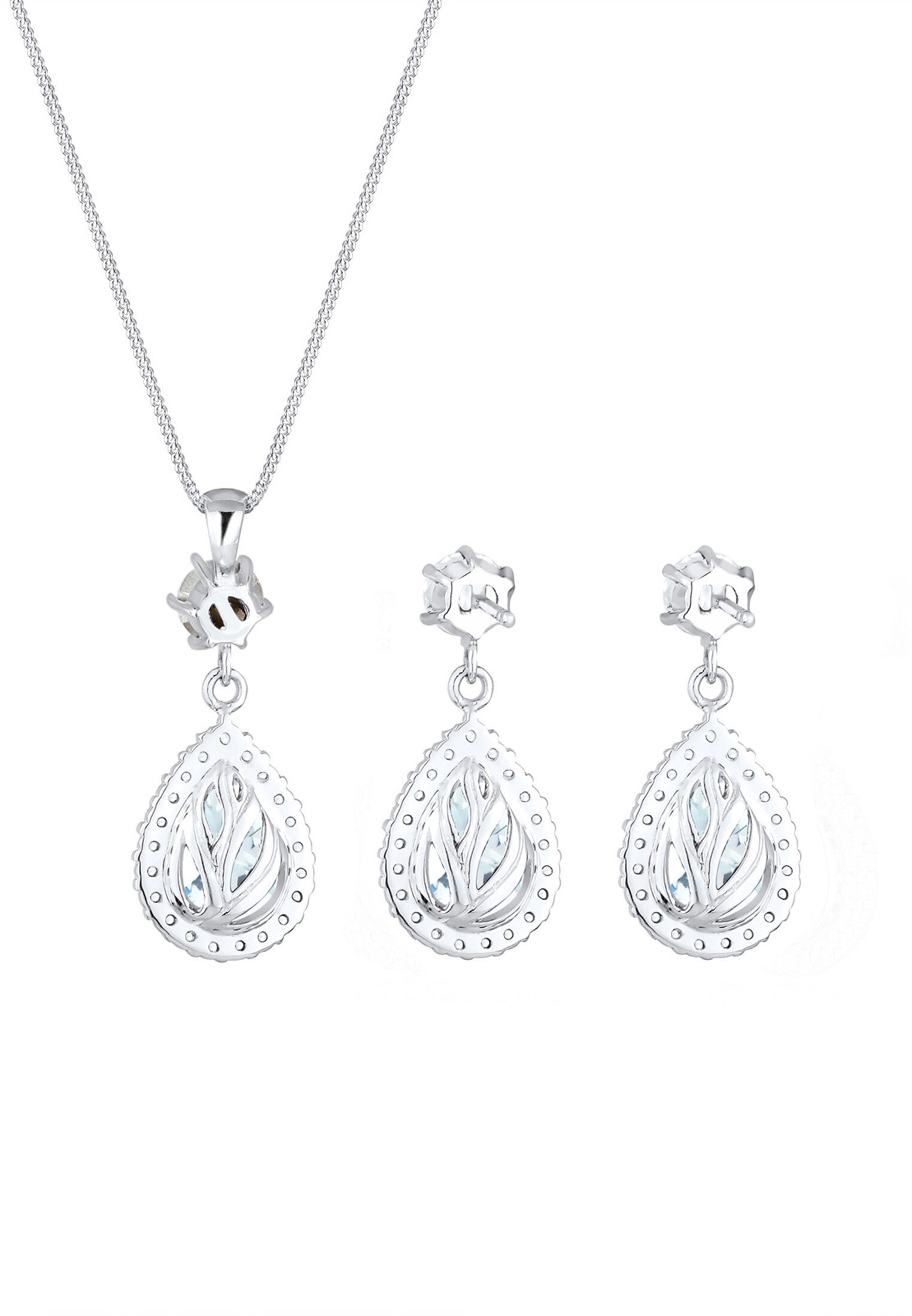 Elli Premium Ohrring und Ketten Set »Schmuckset Stilvolle Tropfenform verziert mit Zirkonia 925 Silber«