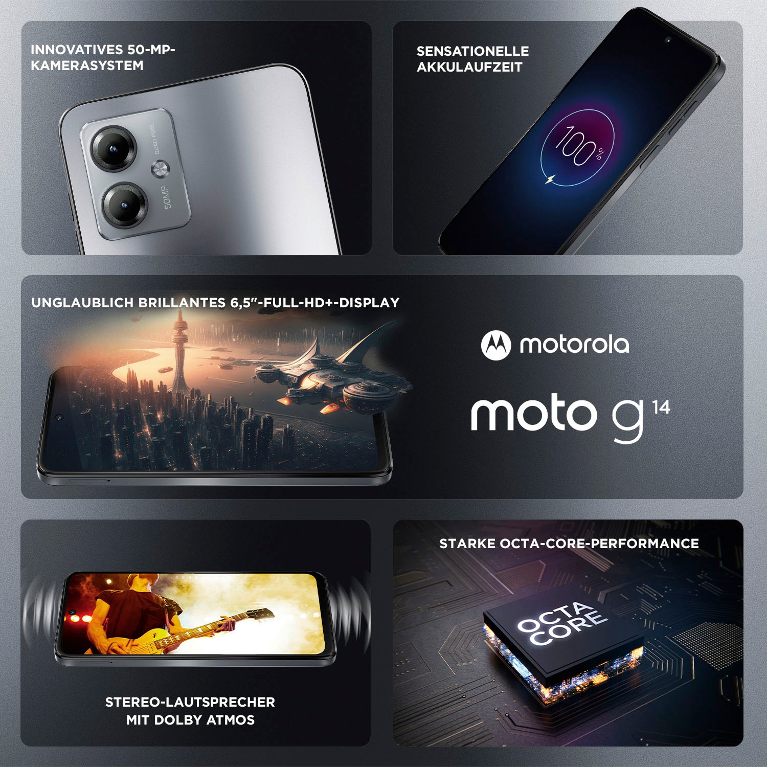 Motorola Smartphone »moto 50 Kamera MP bei GB Zoll, g14«, Sky cm/6,5 16,51 Blue, OTTO jetzt 128 Speicherplatz