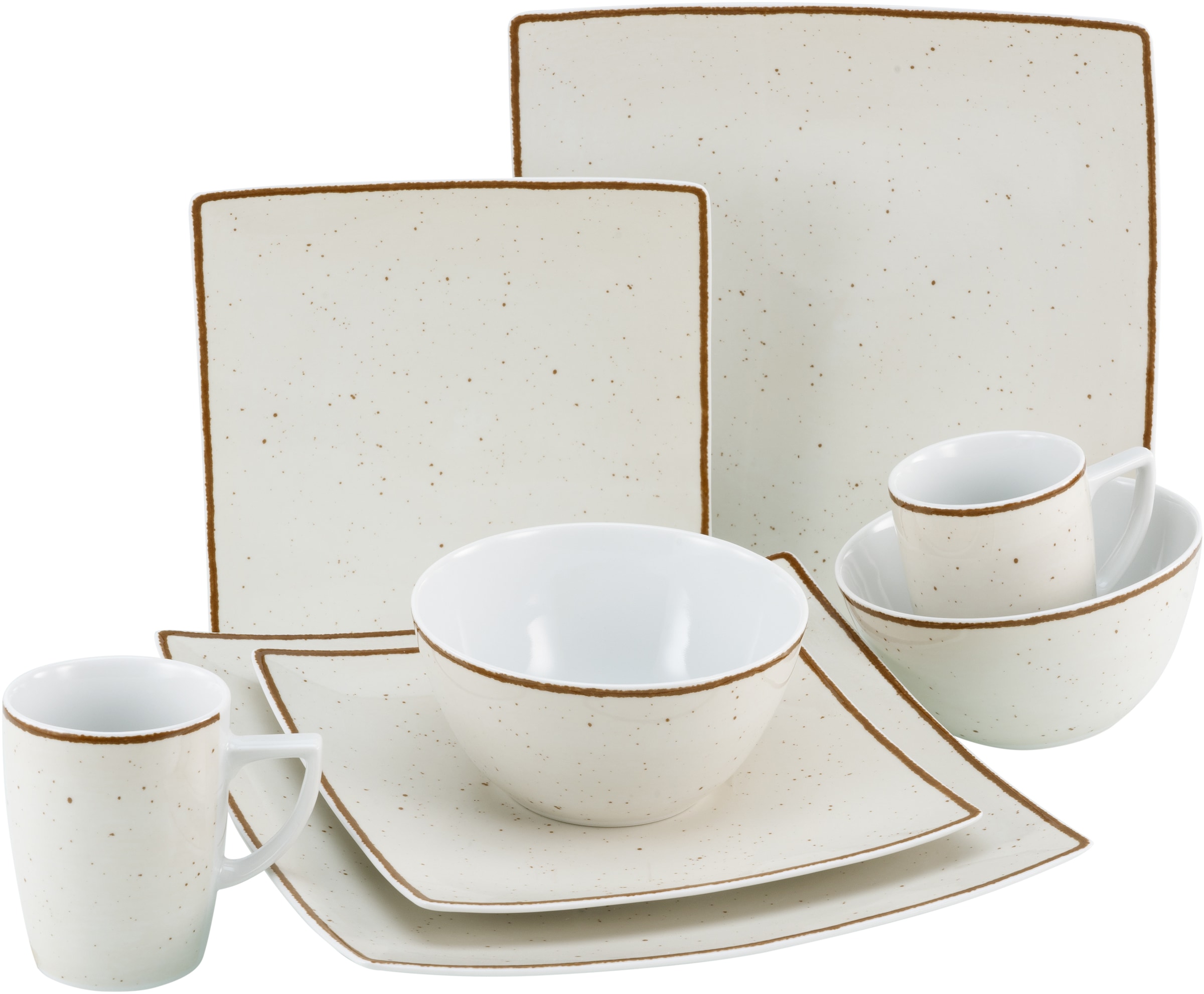 CreaTable Kombiservice »Geschirr-Set New Elegance Vintage Nature«, (Set, 8 tlg., Kaffeeservice und Tafelservice im Set, für 2 Personen), Service, elegante Form, Made in Europe, 8 Teile, für 2 Personen