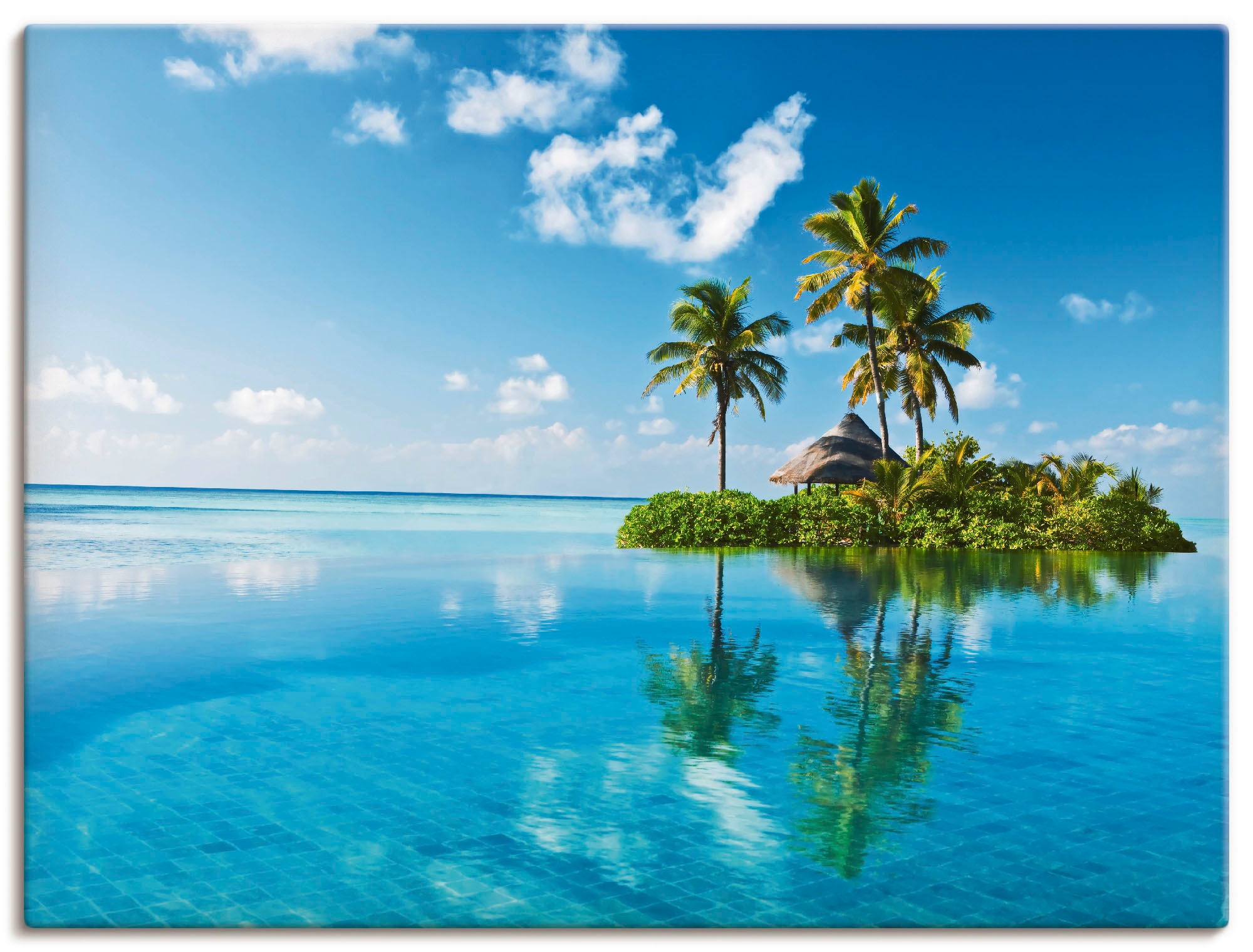 Artland Wandbild »Tropisches Paradies - Insel Palmen Meer«, Amerika, (1 St.), in vielen Größen & Produktarten - Alubild / Outdoorbild für den Außenbereich, Leinwandbild, Poster, Wandaufkleber / Wandtattoo auch für Badezimmer geeignet