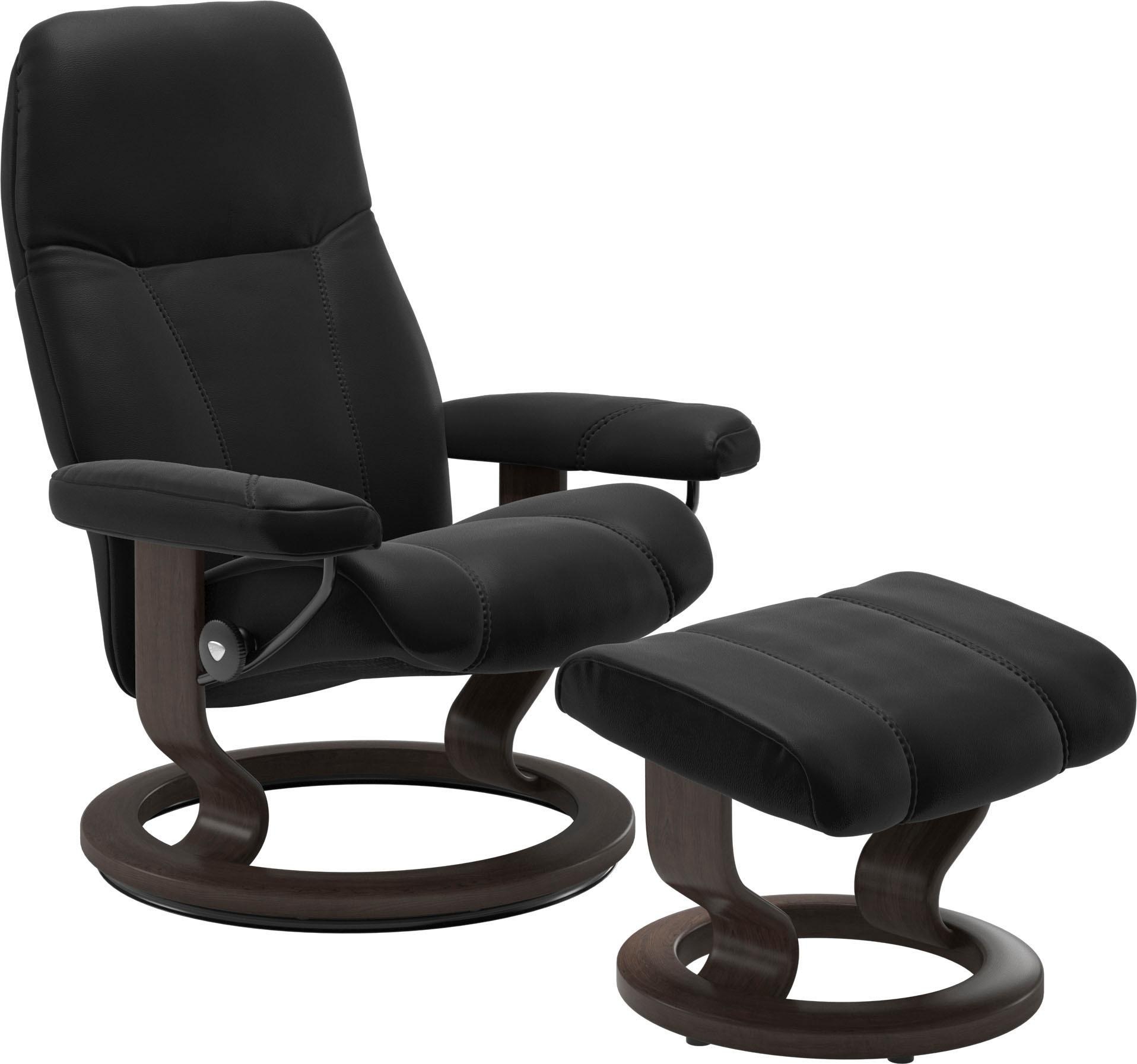 Stressless® Relaxsessel »Consul«, (Set, Relaxsessel mit Hocker), mit Hocker, mit Classic Base, Größe M, Gestell Wenge