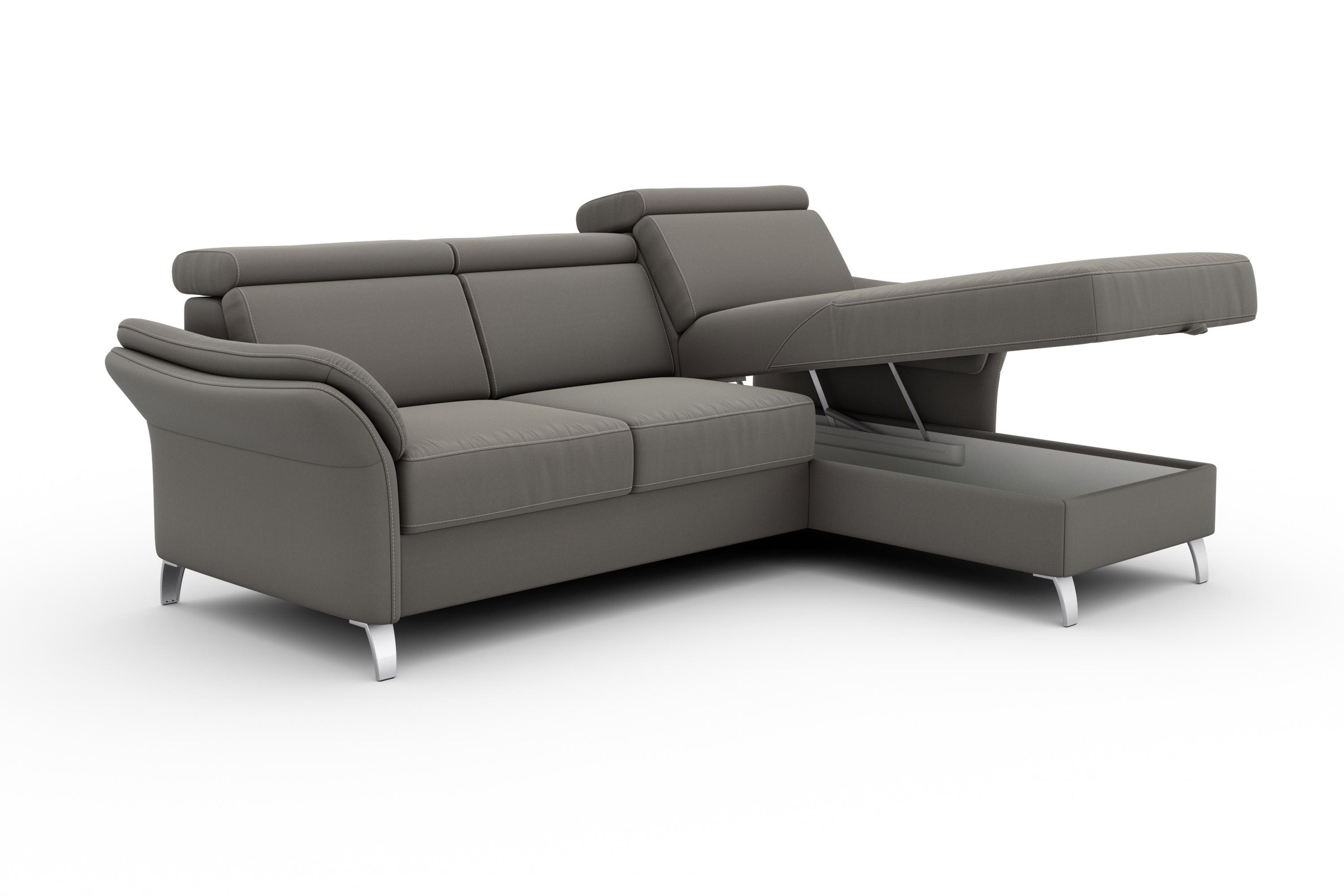 sit&more Ecksofa »Vincenzo L-Form«, inklusive Kopfteilverstellung, wahlweise mit Bettfunktion, Bettkasten
