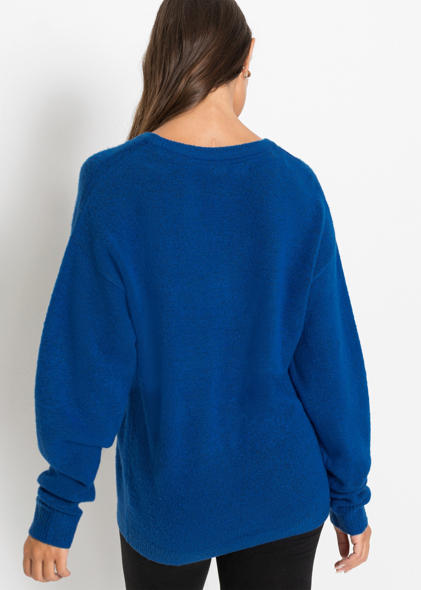 bonprix Strickpullover »Oversize-Strick-Pullover« aus weichem Material, mit V-Ausschnitt, Oversize-Passform