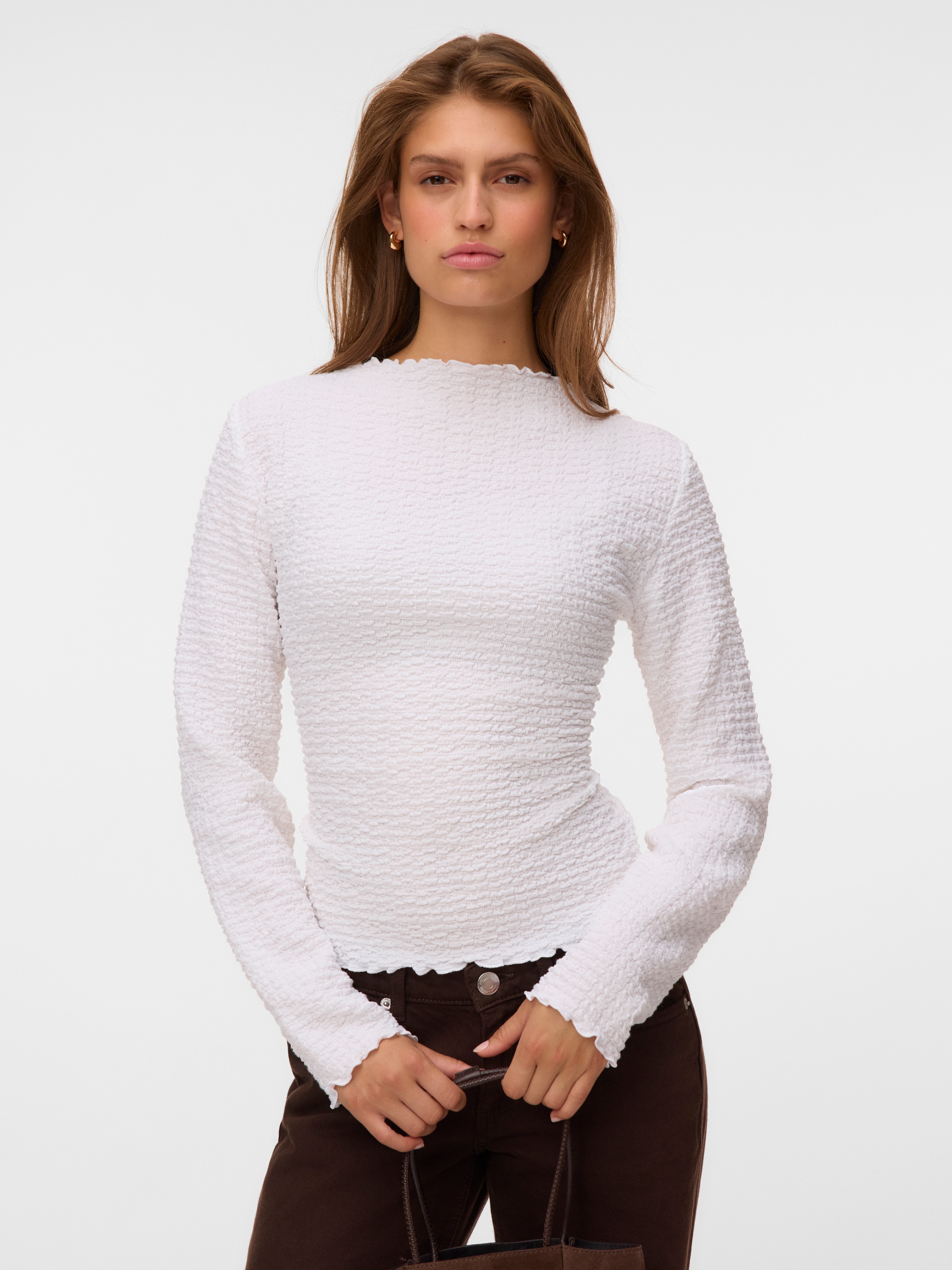 Vero Moda Langarmshirt »VMZIA LS FUNNEL NECK TOP JRS NOOS« Baumwollmischung, regular fit