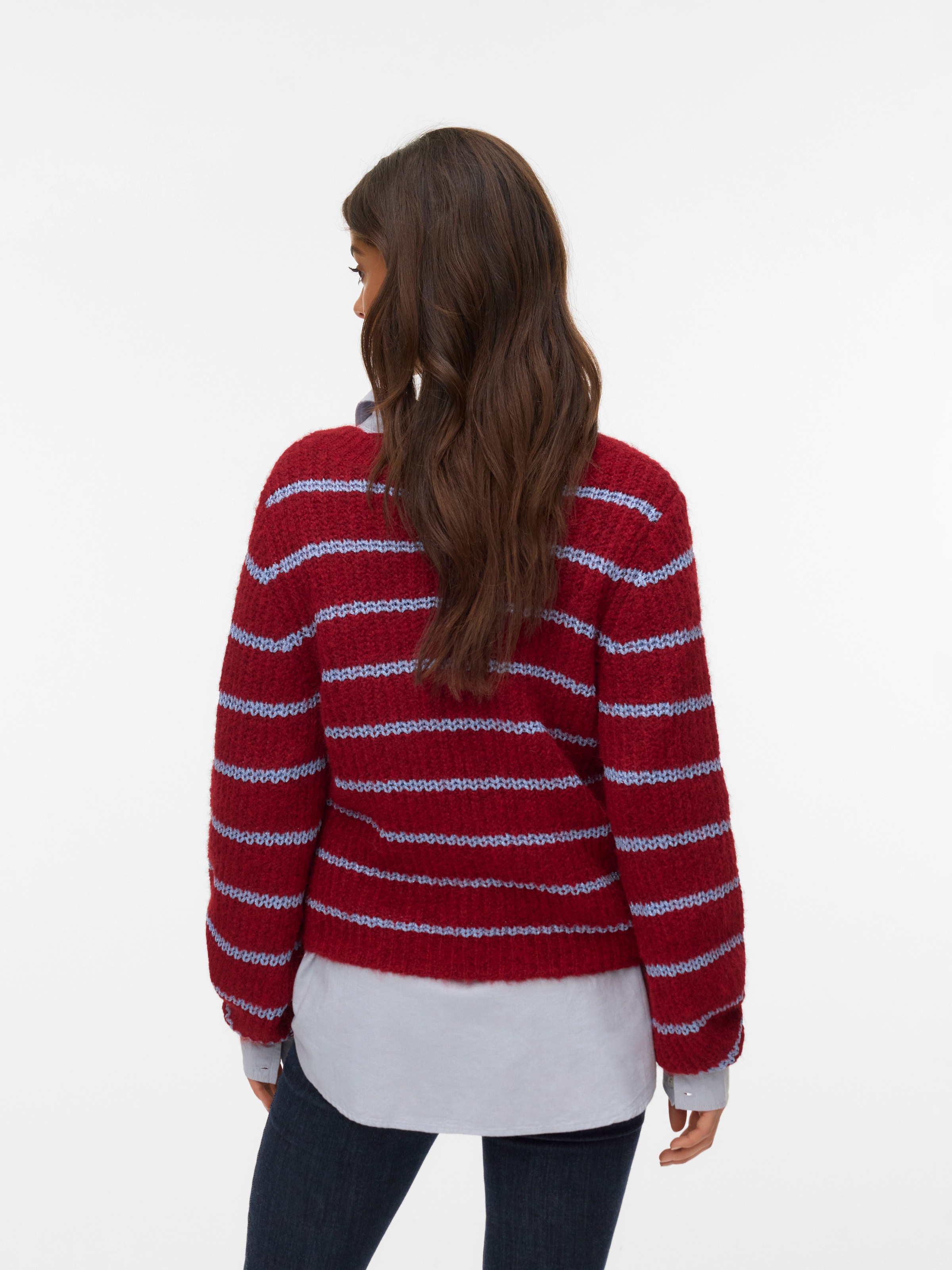 Vero Moda V-Ausschnitt-Pullover »VMAWESOME SHINE LS V-NCK STRIPE PULL BOO« mit Glitzer-Effekt