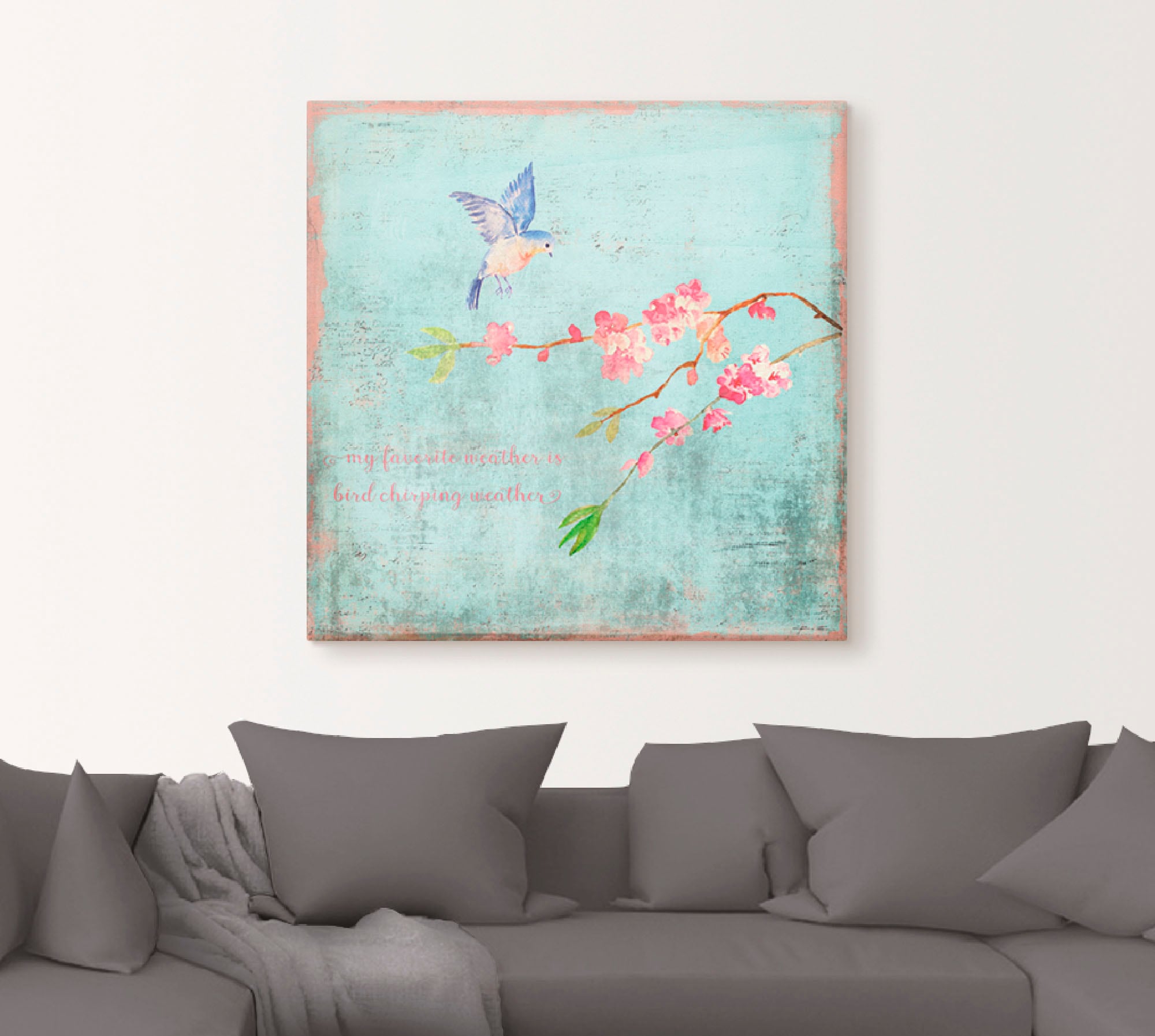 Artland Leinwandbild »Vogelgezwitscherwetter« Sprüche & Texte 1 Stk. tlg. auf Holzrahmen gespannt