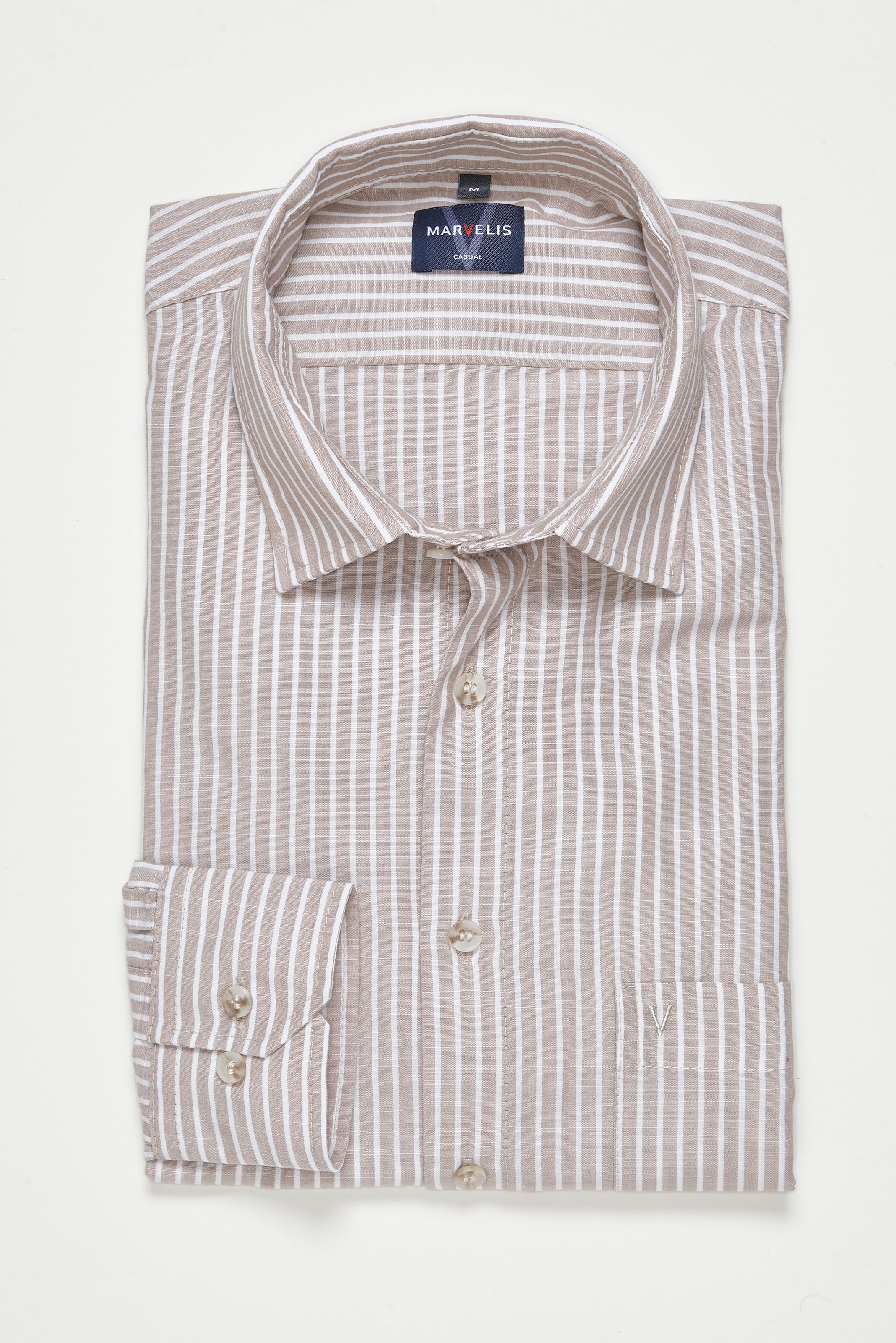 MARVELIS Langarmhemd im Streifen-Look, Businesshemd, Kentkragen,