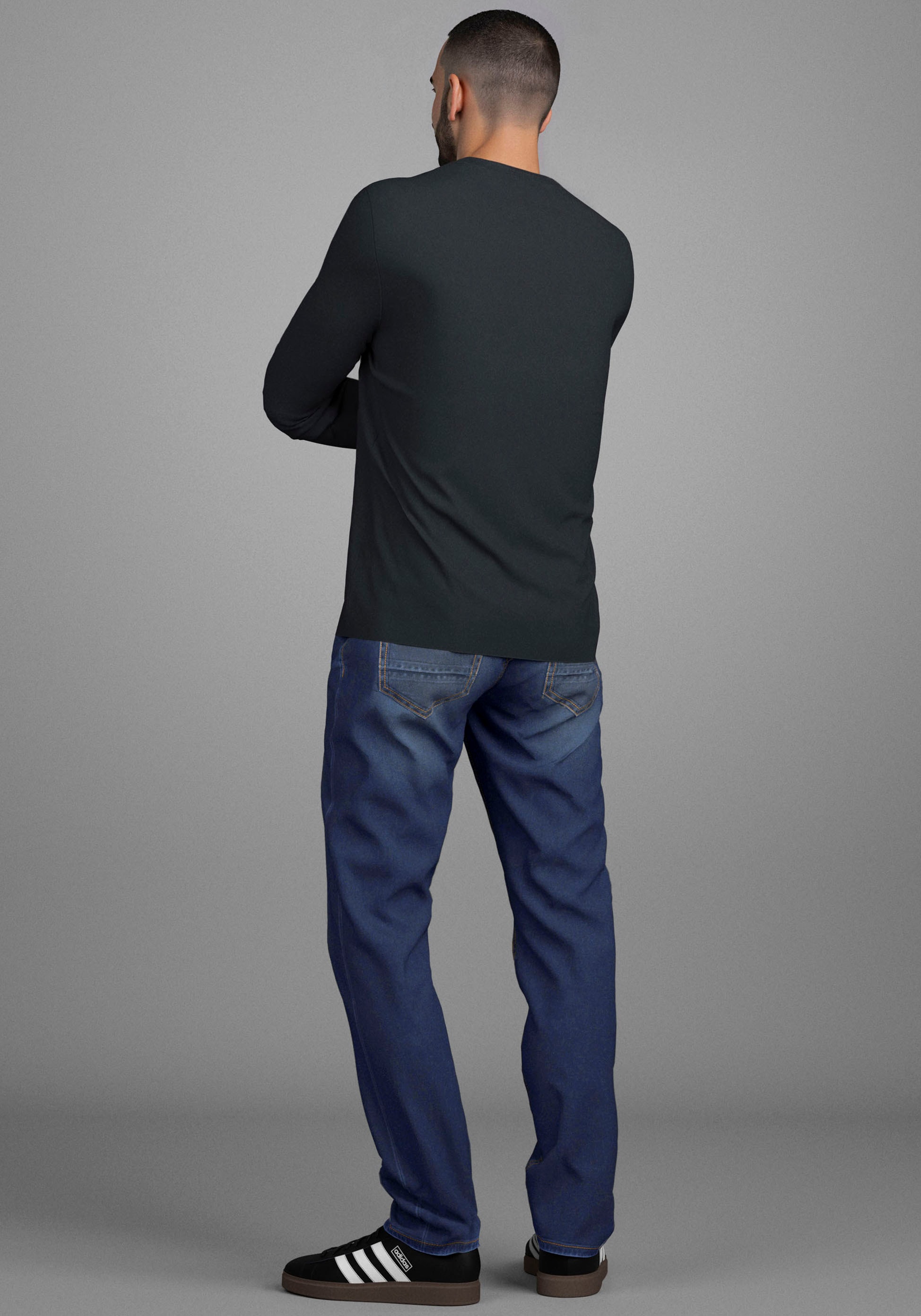 Bruno Banani Langarmshirt, schmal geschnitten, mit Marken Aufdruck