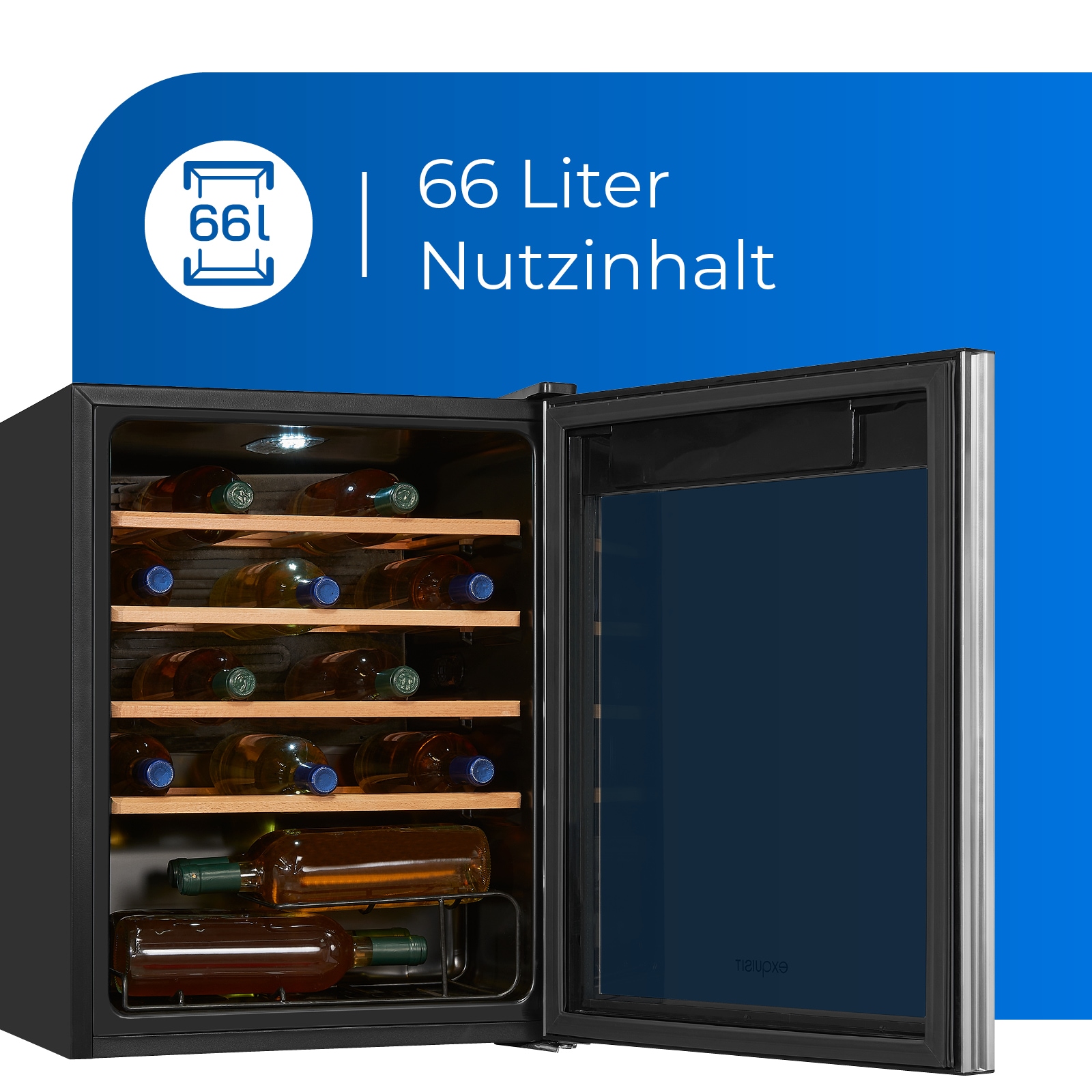 exquisit Weinkühlschrank »WS1-24-GTE-030G schwarzPV«, für 24 St. Standardflaschen á 075l