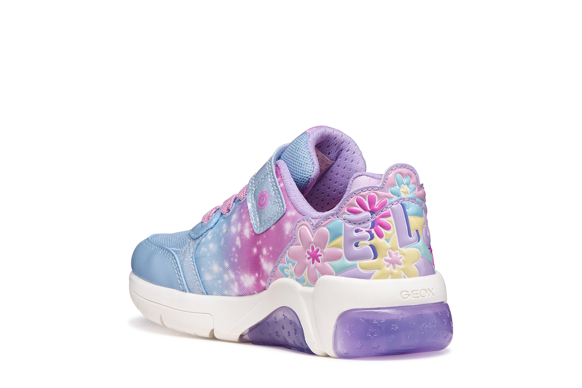 Geox Sneaker »J FADINLIGHT GIRL DISNEY - PRINCESS ELSA FROZEN«  Blinkschuh mit Elsa-Motiv, Größenschablone zum Download
