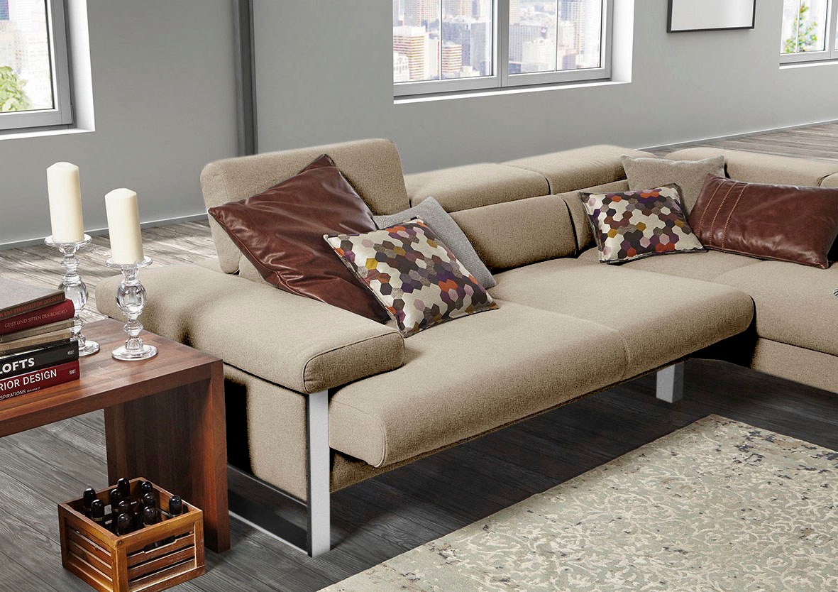 W.SCHILLIG Ecksofa »finn, toller Sitzkomfort, L-Form, hochwertige Verarbeitungsdetails«, German Design Award 2016, Fußgestell Chrom glänzend, Breite 281 cm
