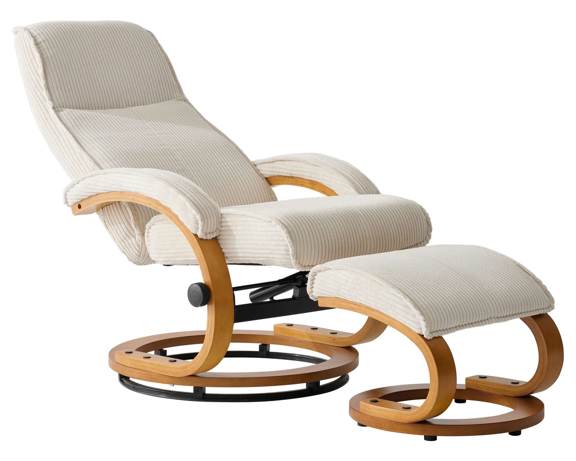 OTTO home Relaxsessel »mit Hocker PARIS neu: Cord - OTTO. Verlässliche Qualität.« Set, bestehend aus Sessel und Hocker, 2 Stk. tlg. manuelle Relaxfunktion mit Drehfunktion, neu: Cord-Bezug