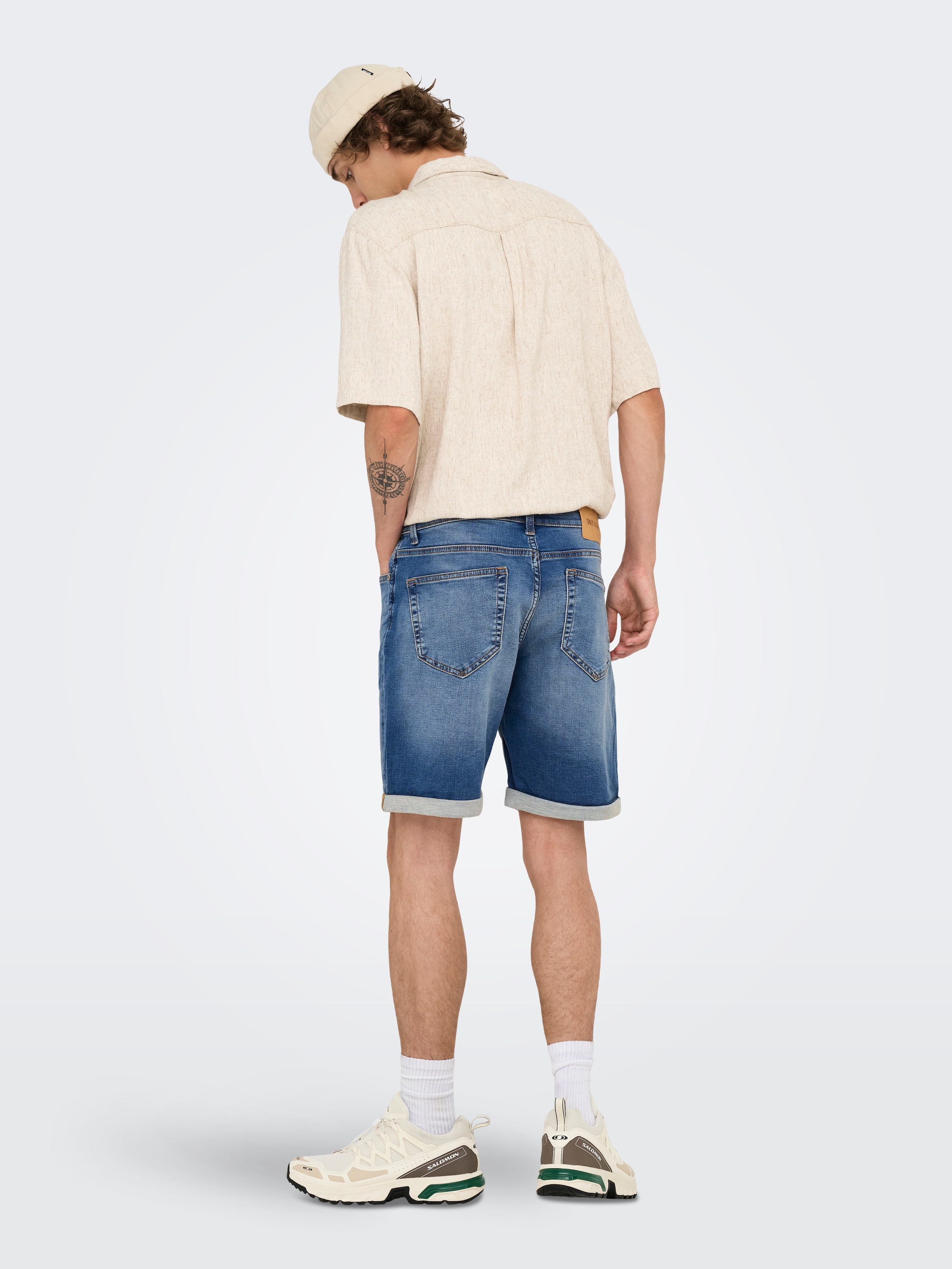 ONLY & SONS Jeansshorts »ONSPLY JOG MBD 0024 ANA DNM SHORTS NOOS« Baumwollmischung, regular fit