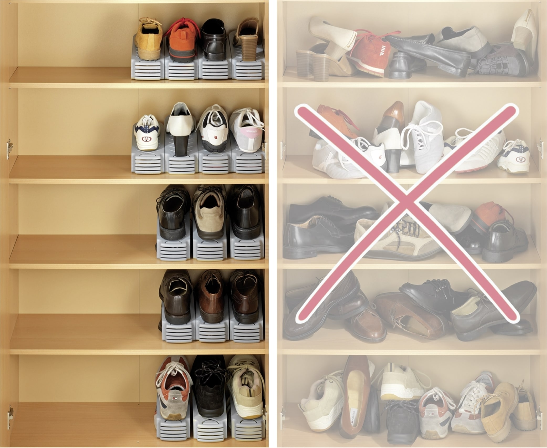 Maximex Schuhstapler »4er«, (Set, 4 tlg.), Schuhhalter, 50 % mehr Platz im Schuhschrank, Kunststoff, 4-teilig