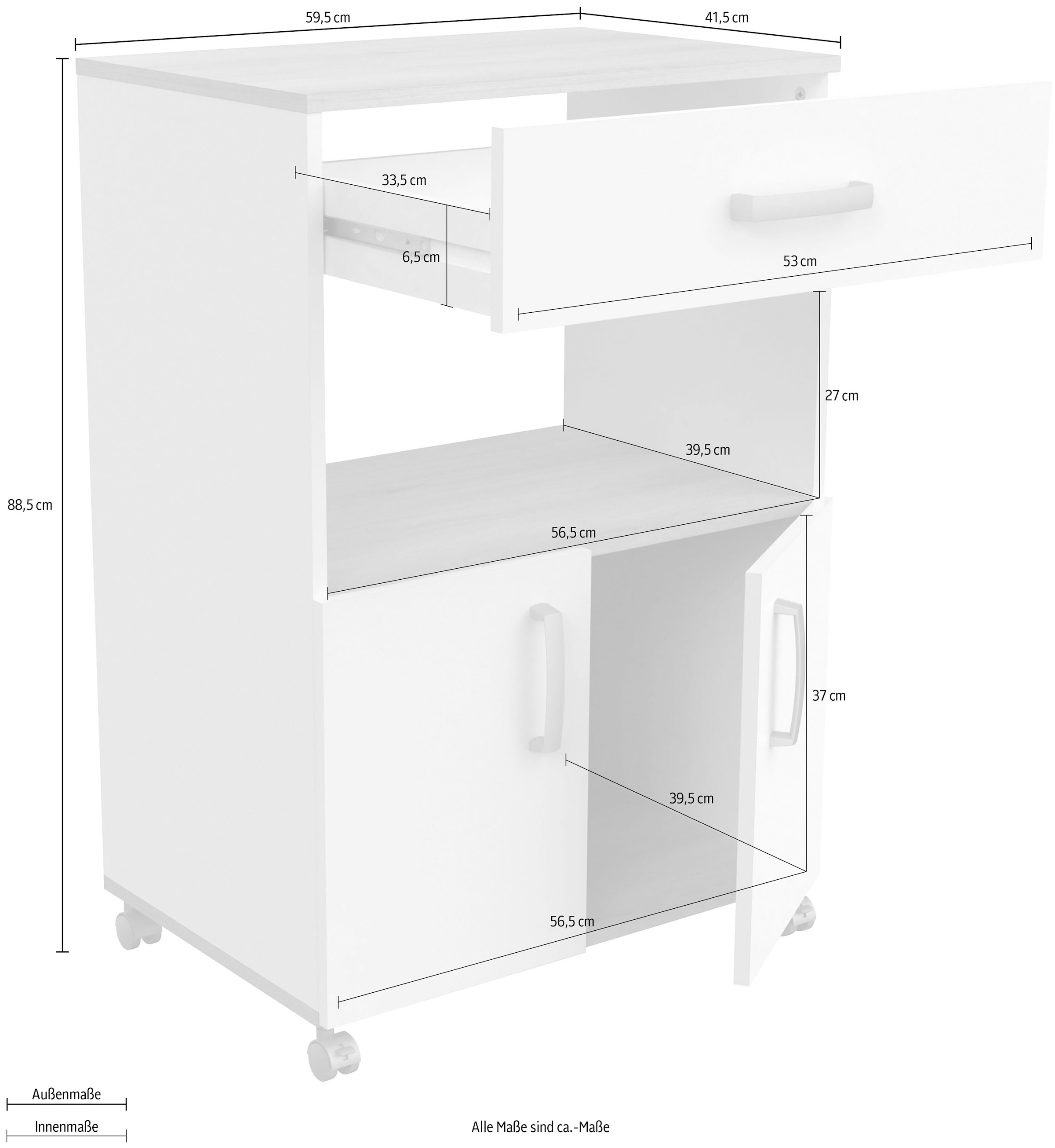 Demeyere GROUP Mikrowellenumbauschrank »Anis«, MIKROWELLENSCHRANK 2 TUERIG/1 SCHUBLADE "ANIS"