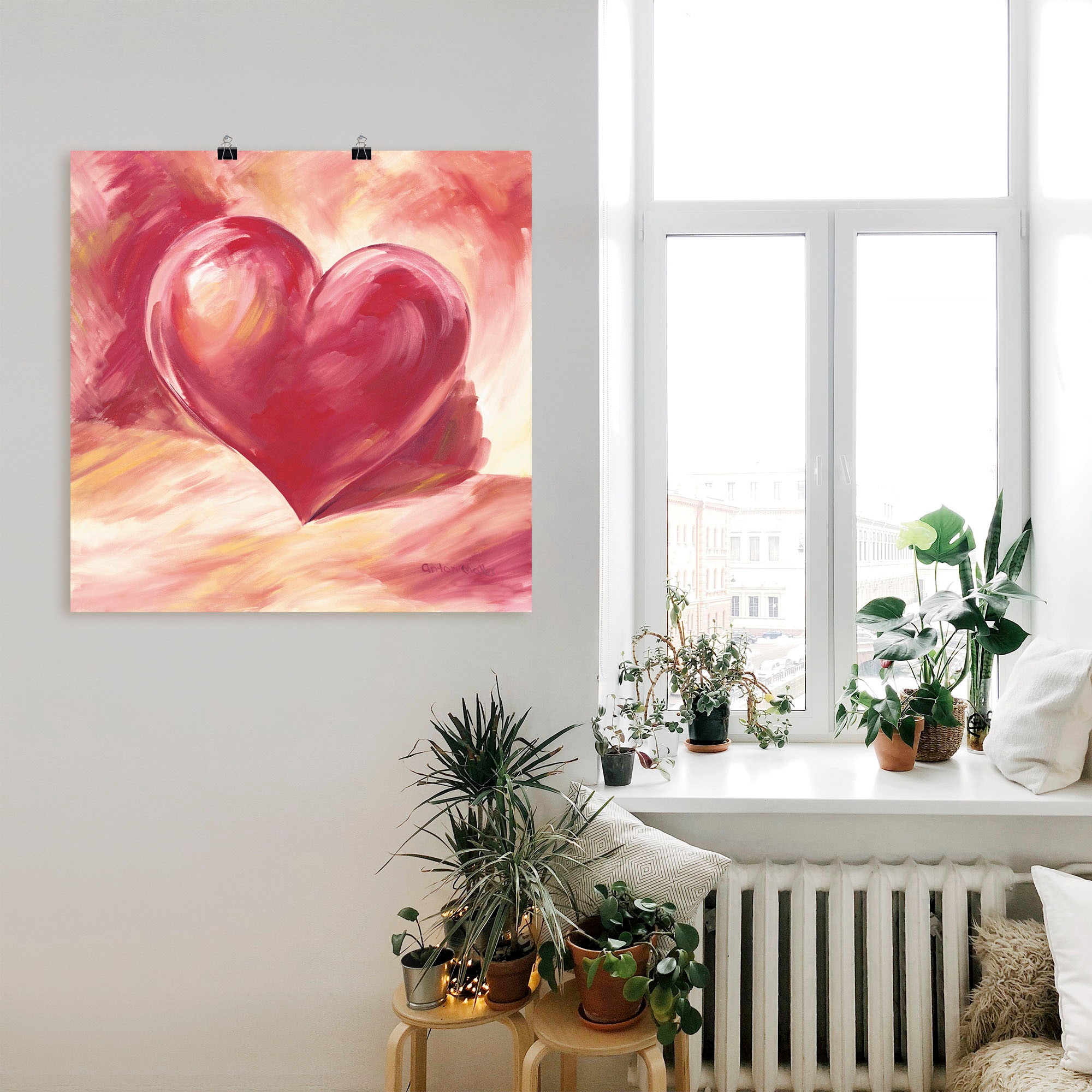 Artland Wandbild »Rosa/rotes Herz« Herzen 1 Stk. tlg. als Leinwandbild, Poster in verschied. Größen