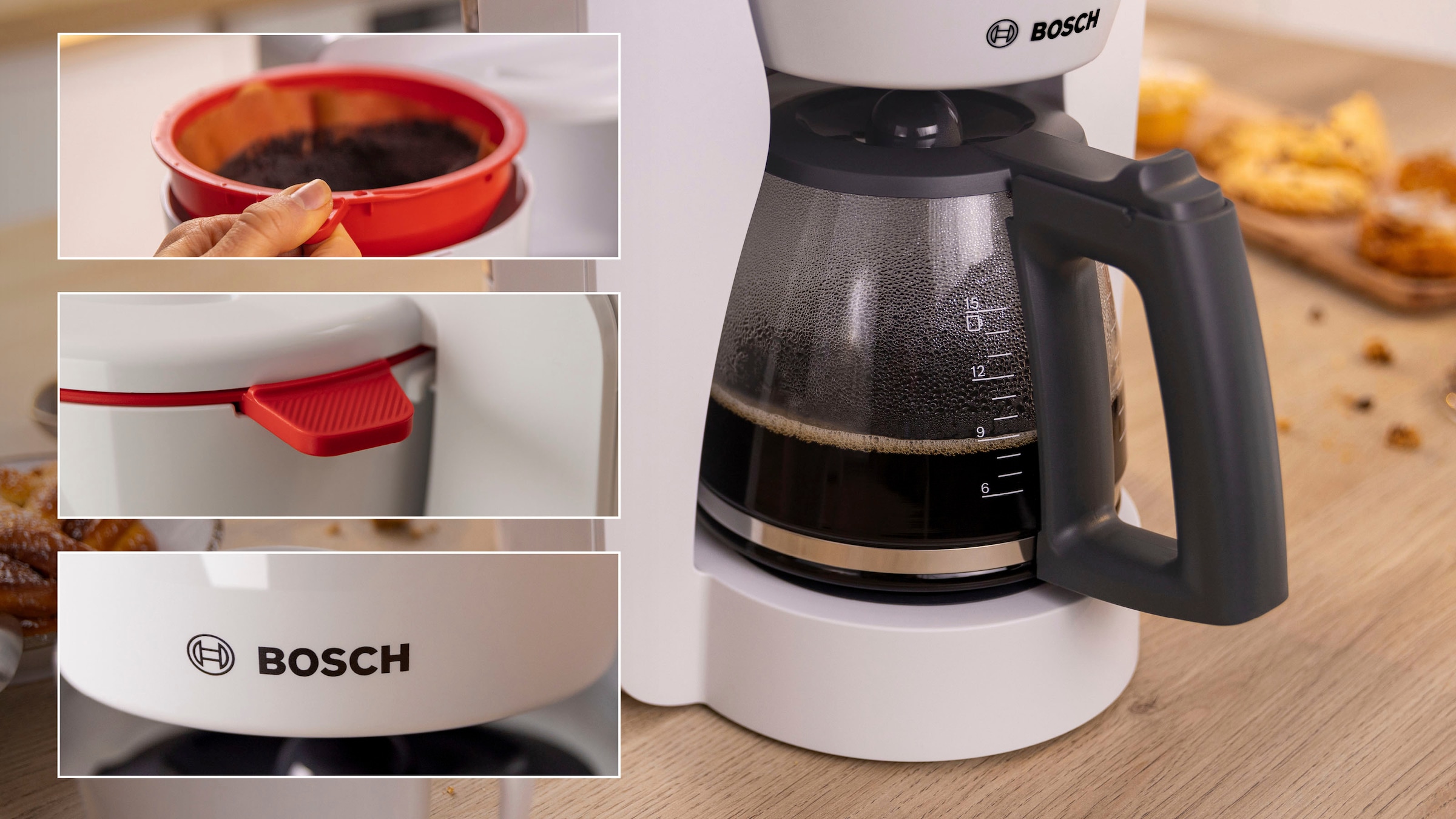 BOSCH Filterkaffeemaschine »MyMoment TKA3M131«, 1,25 l Kaffeekanne, Papierfilter, 1x4, 60min Warmhaltefunktion, Aroma intense, Entkalkungsprogramm, 1200 W