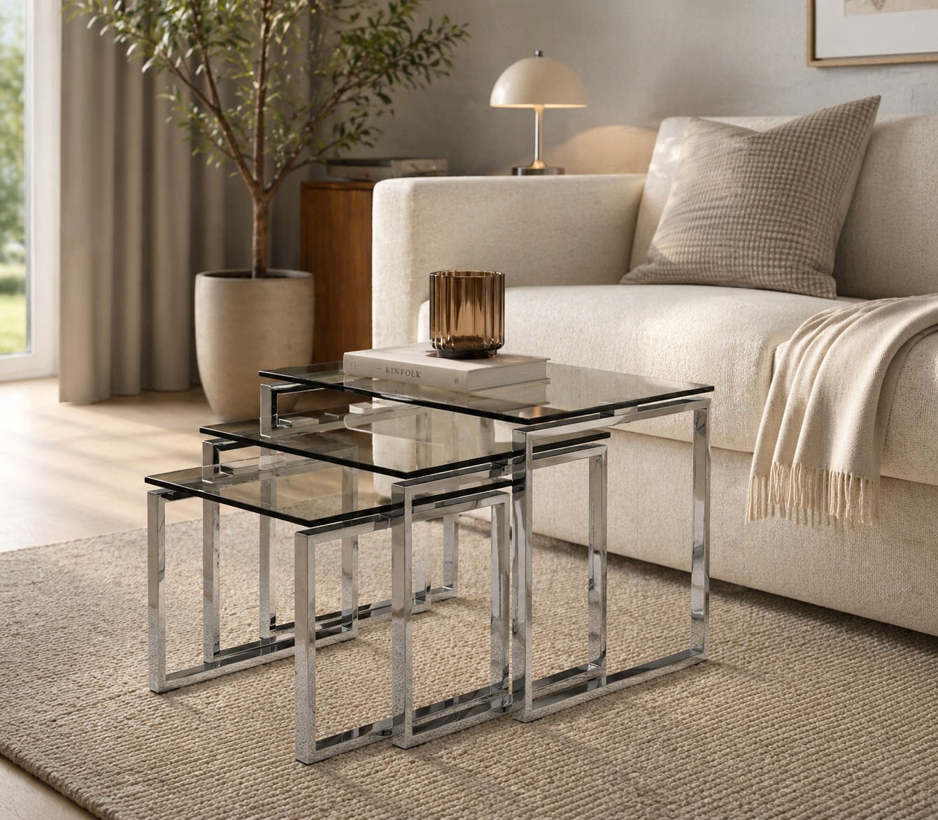 ACTONA GROUP Beistelltisch »Katrine 3er Set, moderne Glas Satztische, zeitloses Design« Set, Couchtisch, Sofatisch, OTTOs Choice,  OTTOs Choice, Platzsparend, stilvoll & flexibel kombinierbar