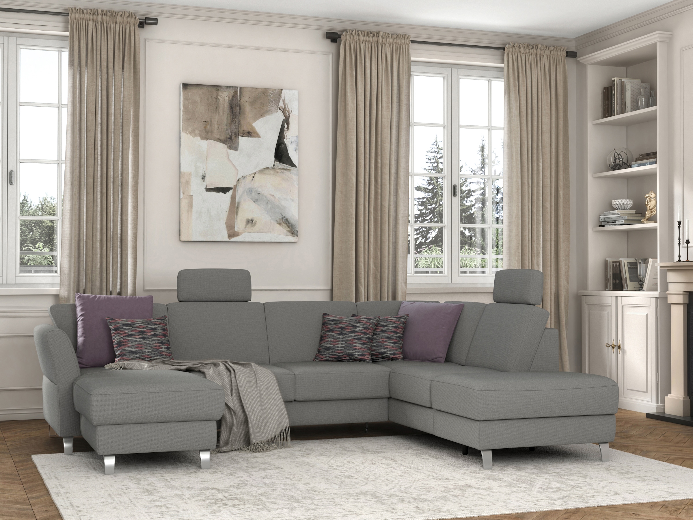 sit&more Wohnlandschaft »Visby U-Form«, Wahlweise mit Bettfunktion und Stauraum, frei im Raum stellbar