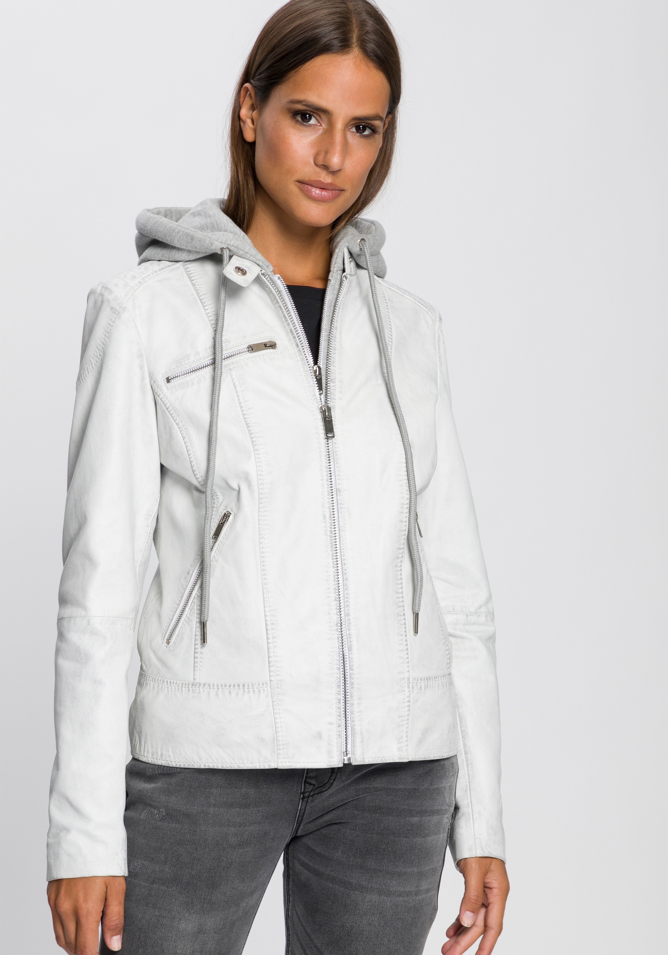 KangaROOS Lederjacke, im Biker-Look mit abnehmbaren Sweateinsatz - NEUE KOLLEKTION