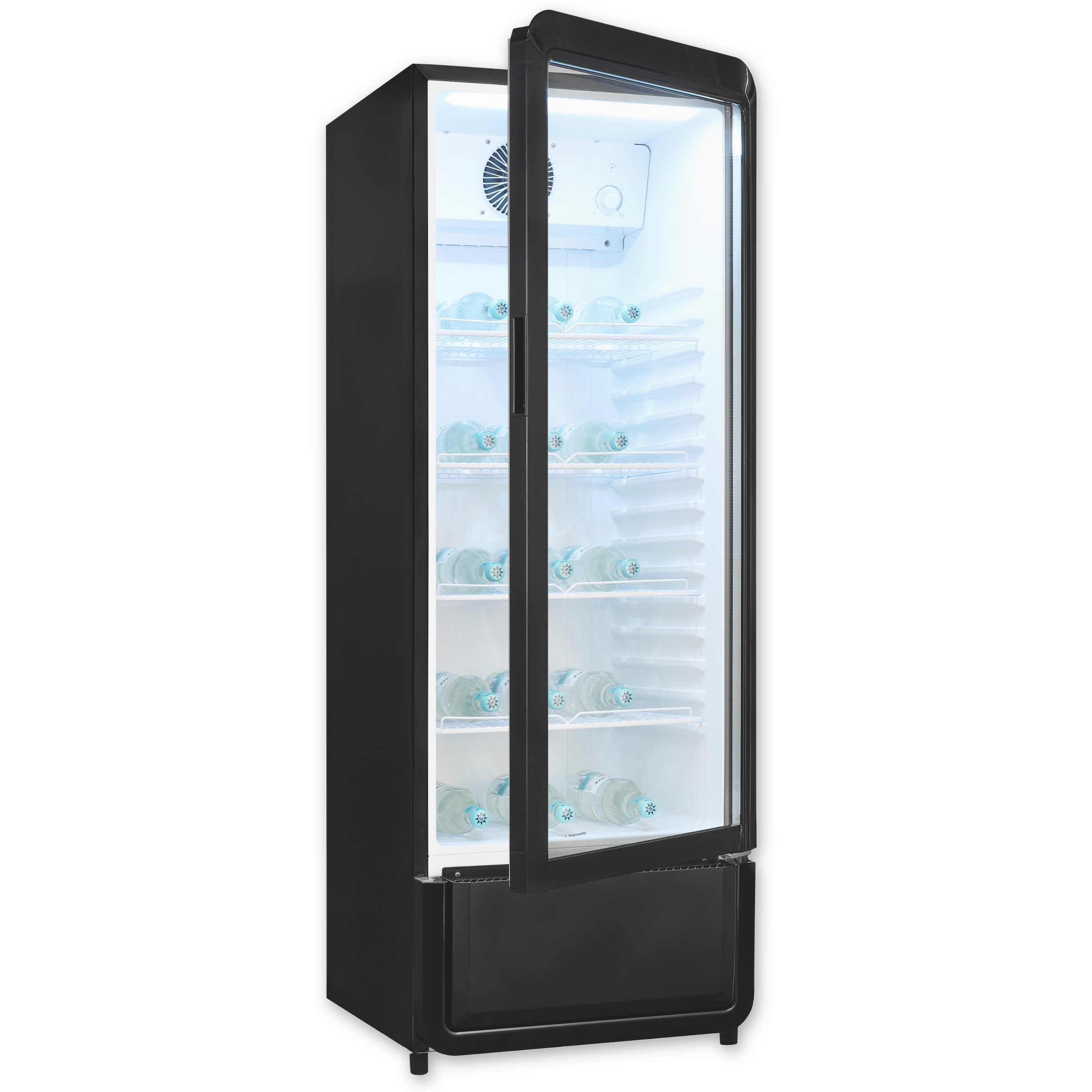 exquisit Getränkekühlschrank GKS220-GT-431D schwarz »GKS220-GT-431D schwarz« 152,5 cm hoch 54 cm breit PAlles auf einen Blick dank Isolierglastür und übersichtliche Lagerung