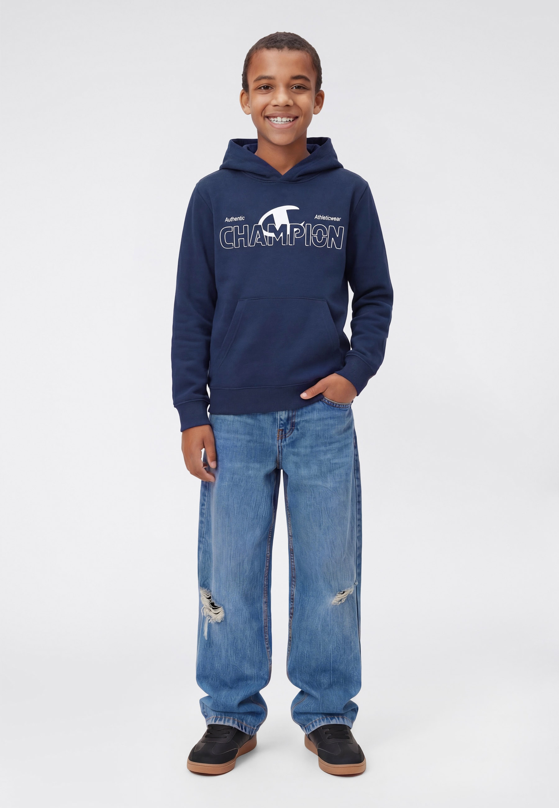 Champion Kapuzensweatshirt »Graphic Terry Hoodie«, mit Kapuze, für Kinder, bequeme Passform
