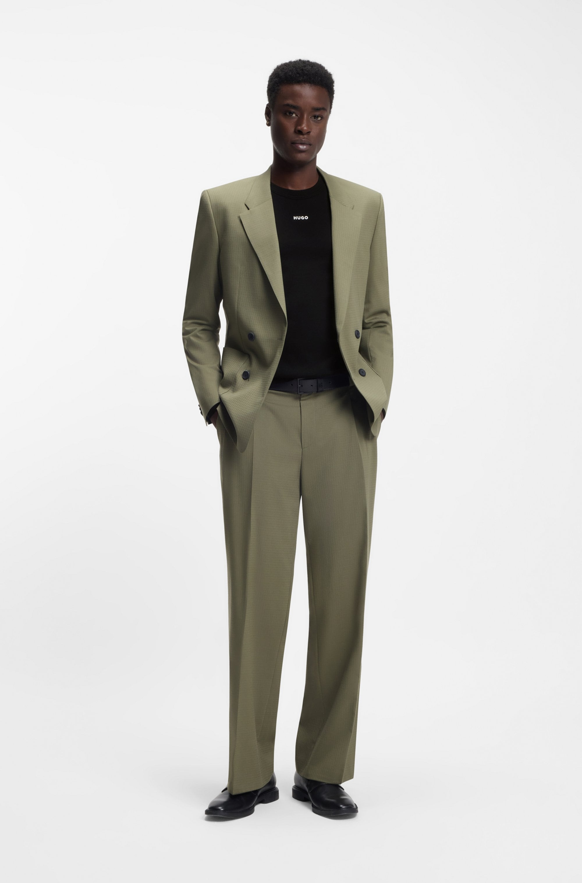HUGO Rundhalspullover »San Cassius-C2« Rundhalsausschnitt, Slim Fit, Feinstrick