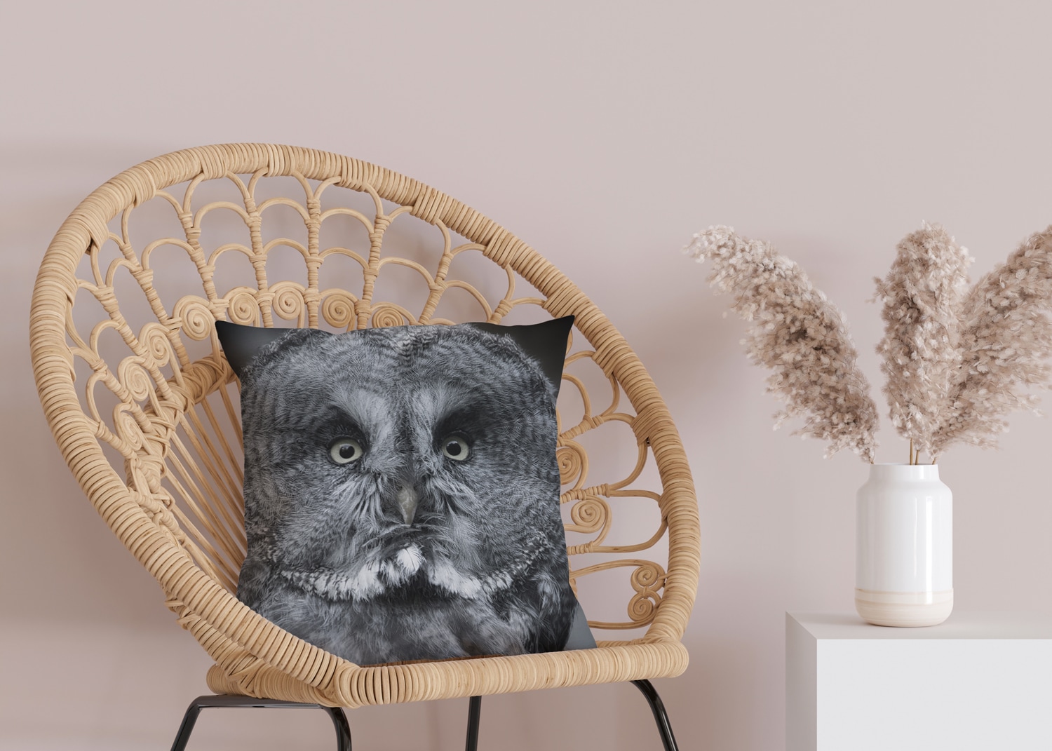 queence Dekokissen »Eulengesicht«, Kissenhülle mit HD Premium Druck, geruchsneutral, 40x40cm