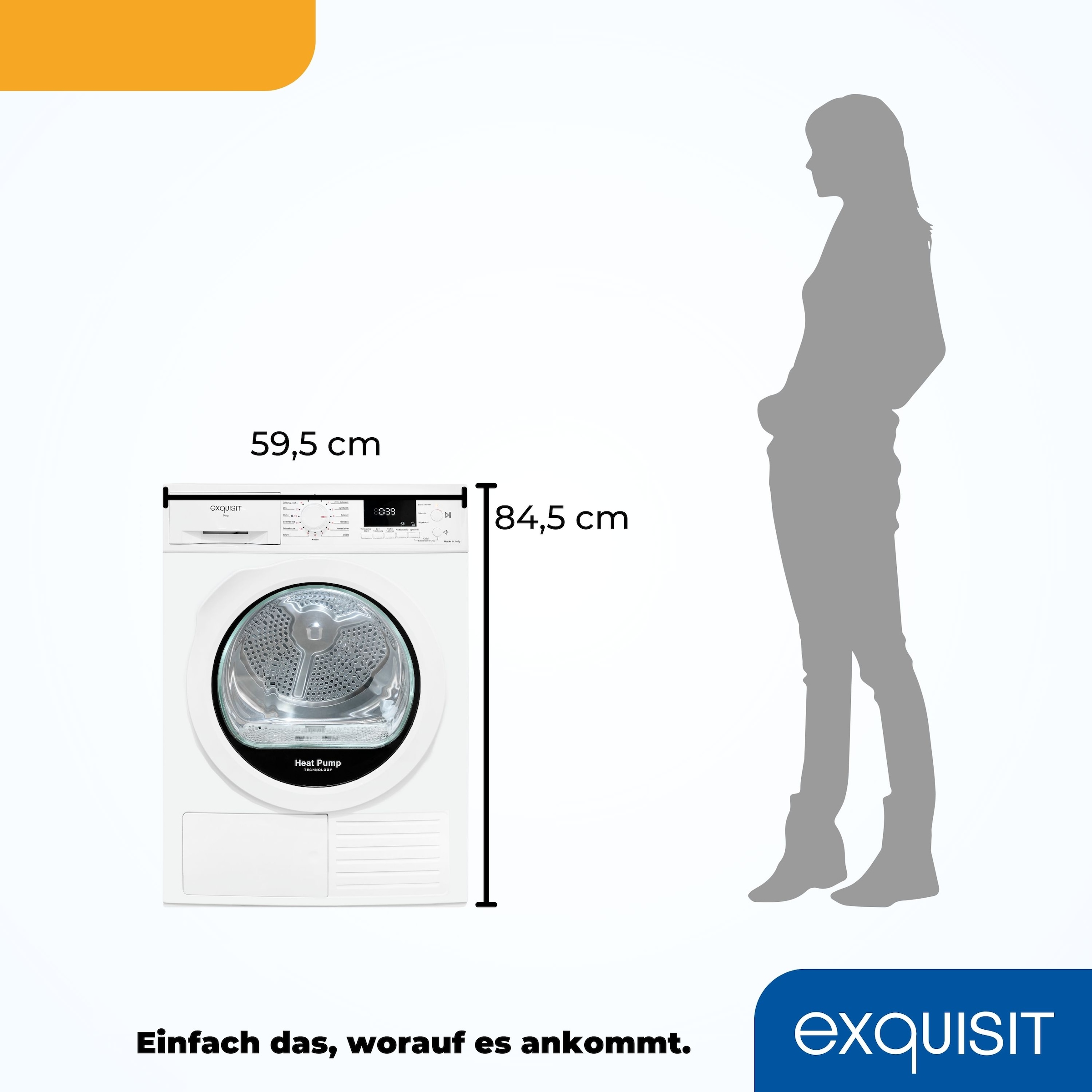 exquisit Wärmepumpentrockner »TWP903-410 weiss«, 9 kg, 15 Programme, Startzeitvorwahl, Knitterschutz, LED-Licht