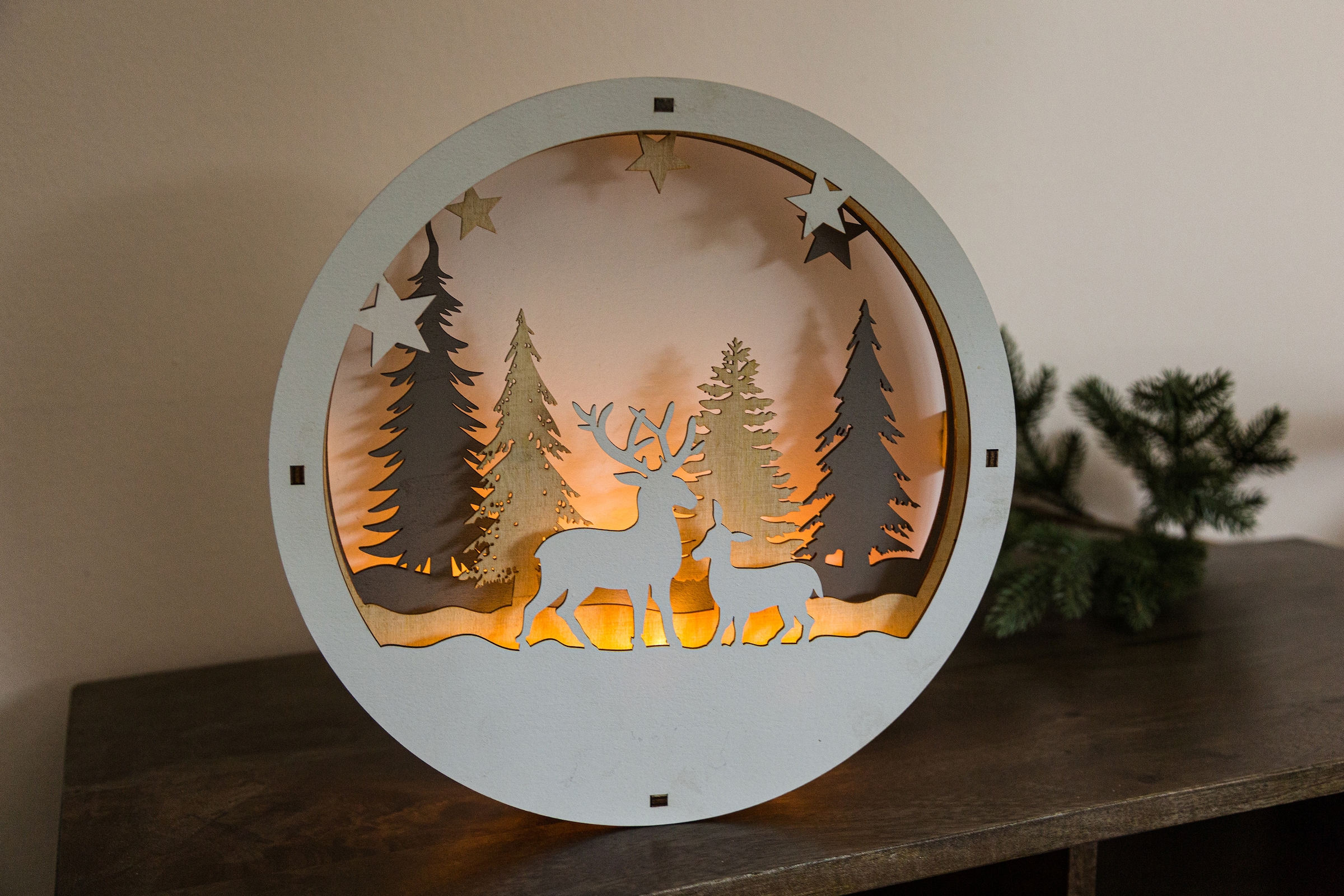 Myflair Möbel & Accessoires Weihnachtsszene »Weihnachtsdeko« Winterszenerie, mit LED Beleuchtung, Höhe ca. 29 cm