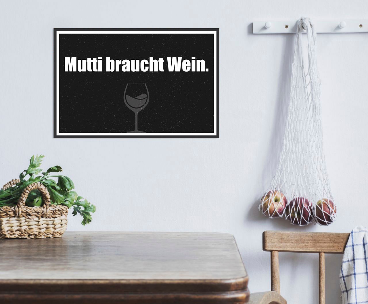 Metallbild »Mutti braucht Wein«, Schriftzüge, (1 St.), Stahlschilder