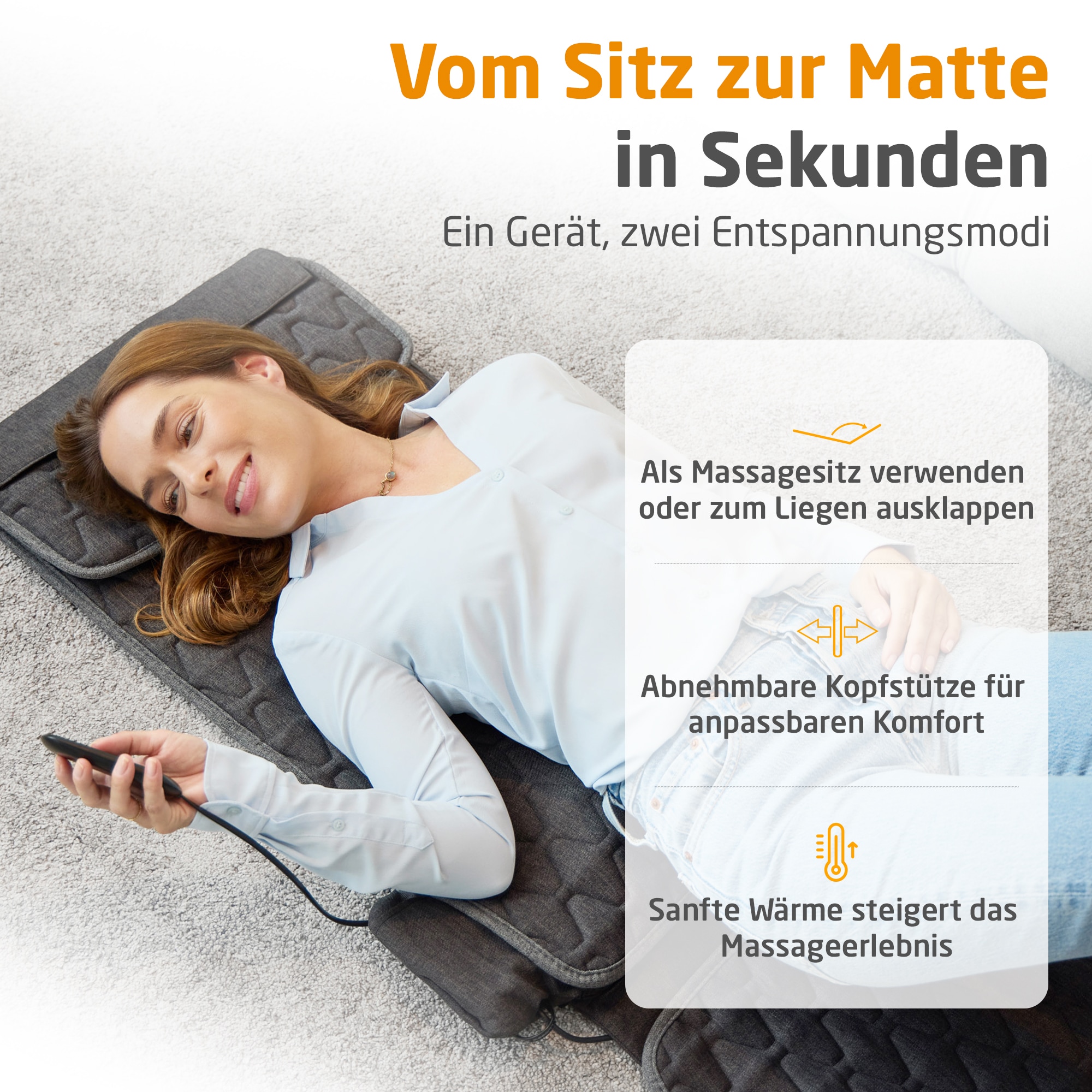 Medisana Massagesitzauflage »MC 700« Shiatsu-Massageauflage, 2 Stufen, Wärmefunktion, Punktmassage, leise