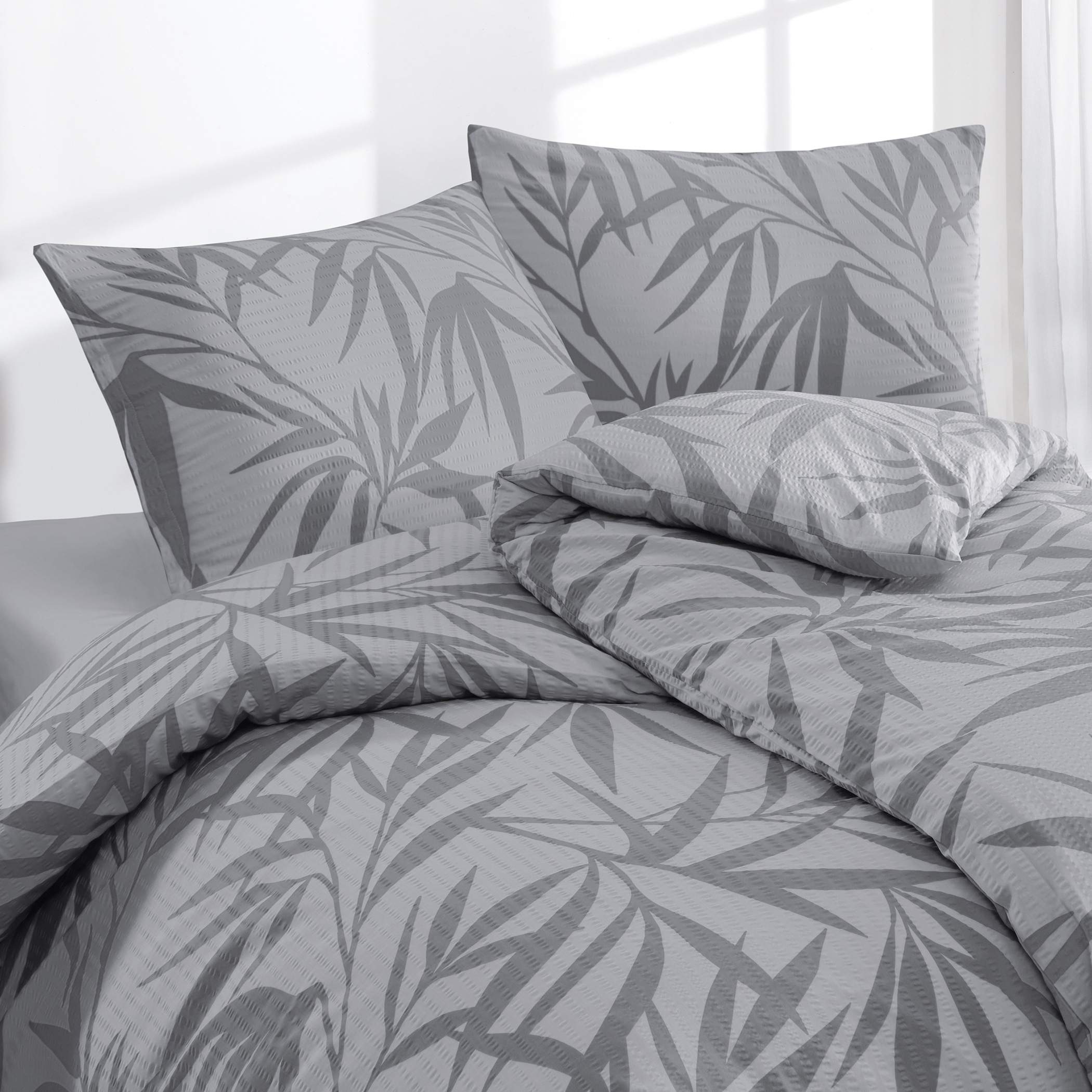 Florella Bettwäsche »Palomo silber  Soft-Touch Seersucker,  50% Baumwolle«