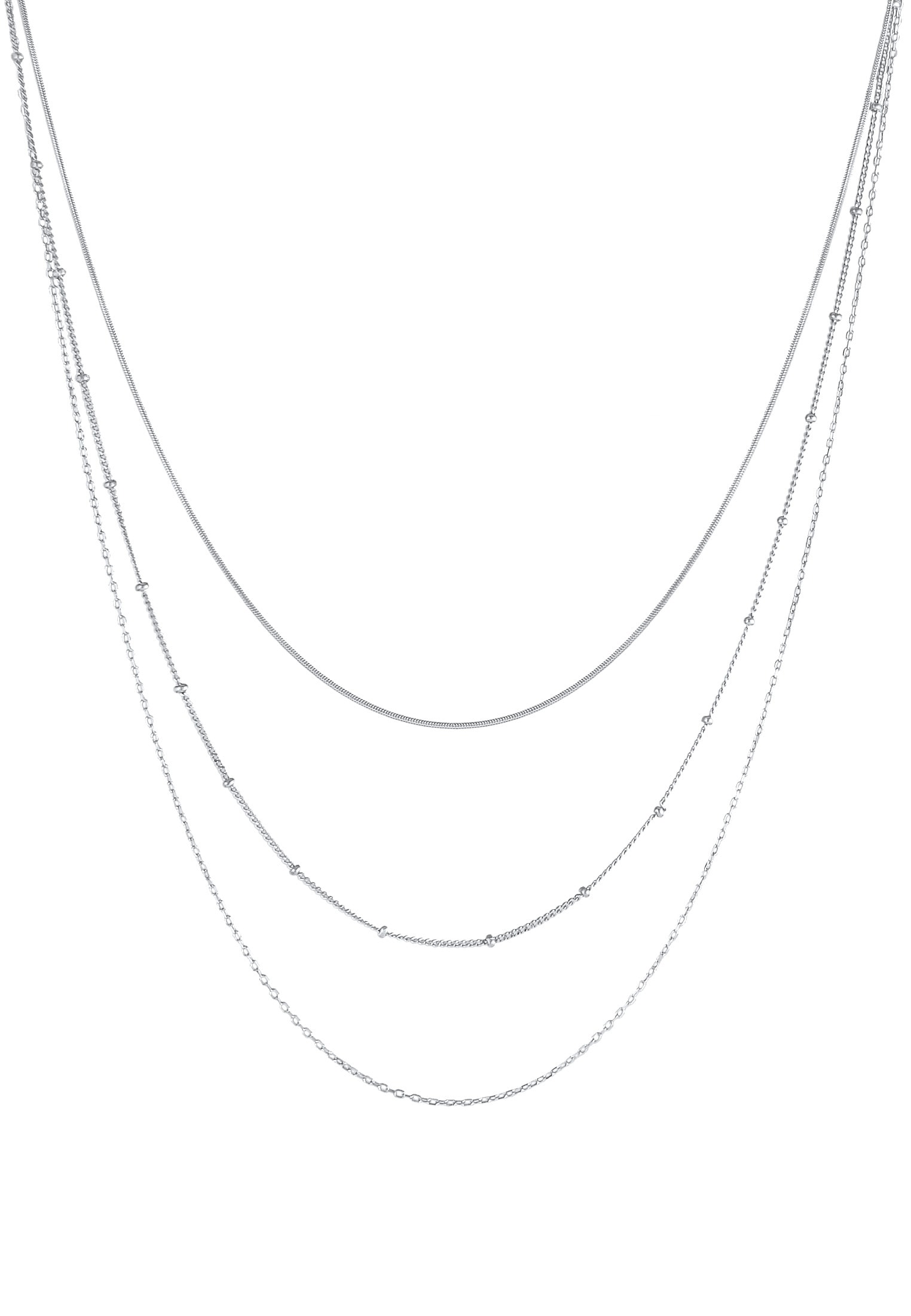 Elli Silberkette »Halskette 3-reihige Schlangen Kugel Basic Design 925 Silber«