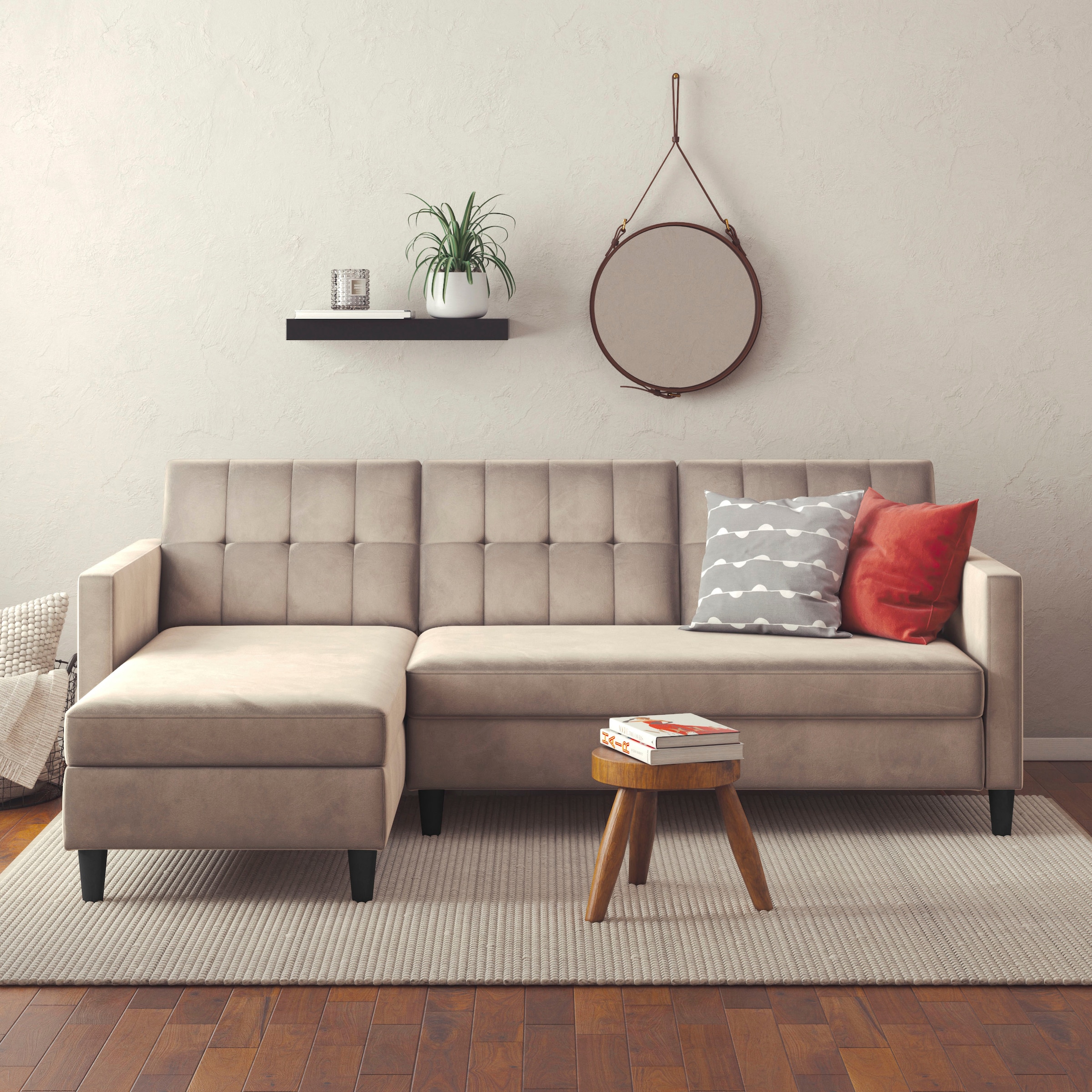 Dorel Home Ecksofa »Hartford II«, mit Bettfunktion und Stauraum, Recamiere beidseitig montierbar