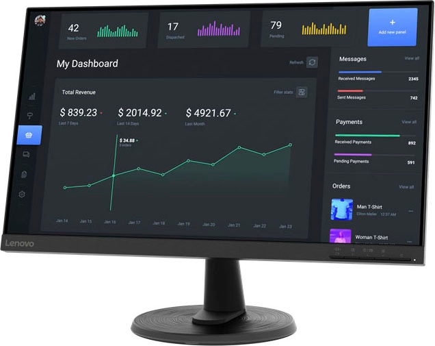 Lenovo LED-Monitor »D24-40«, 61 cm/24 Zoll, 1920 x 1080 px, Full HD, 4 ms Reaktionszeit, 75 Hz