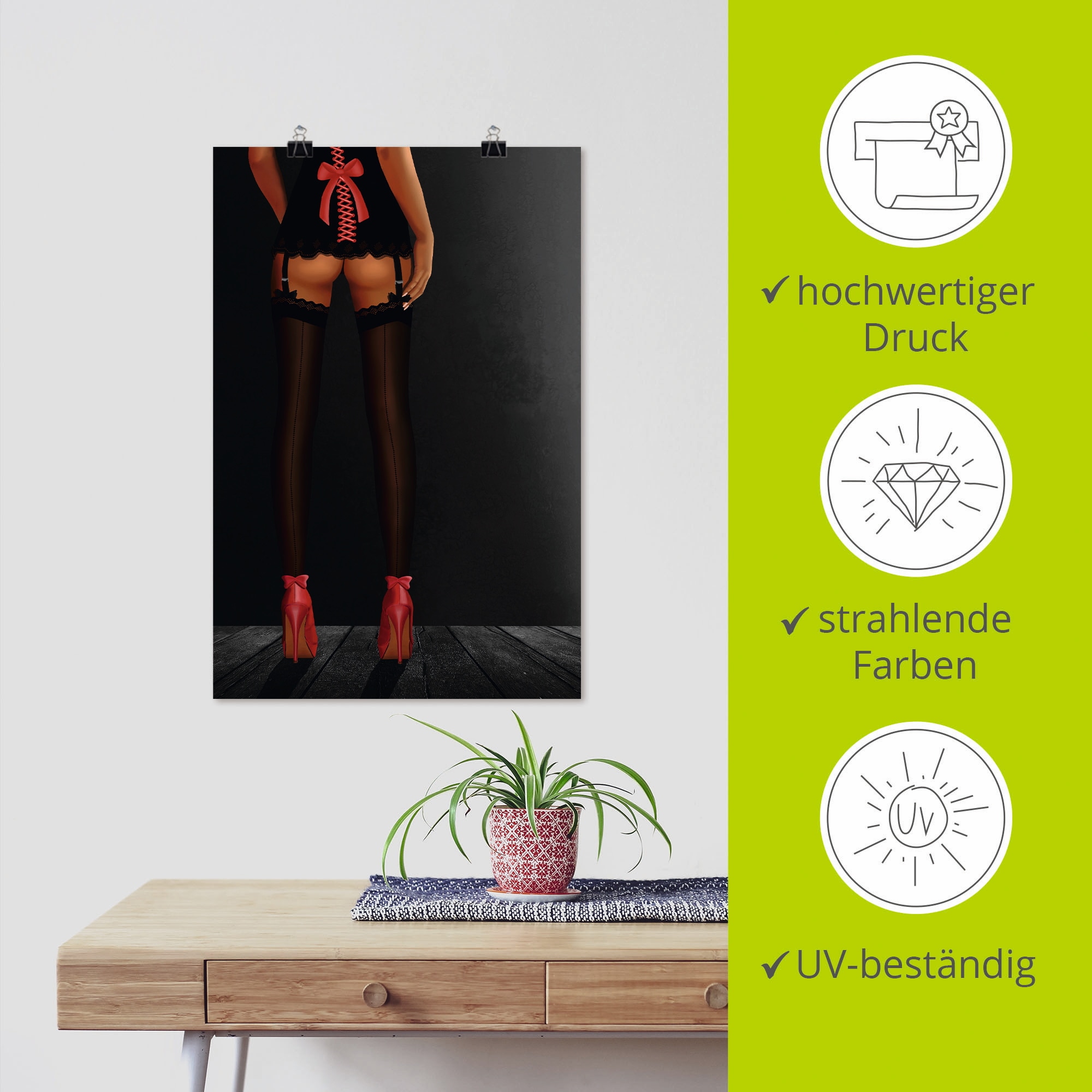 Artland Wandbild »Sexy Beine in High Heels«, Frau, (1 St.), als Alubild, Outdoorbild, Leinwandbild, Poster in verschied. Größen