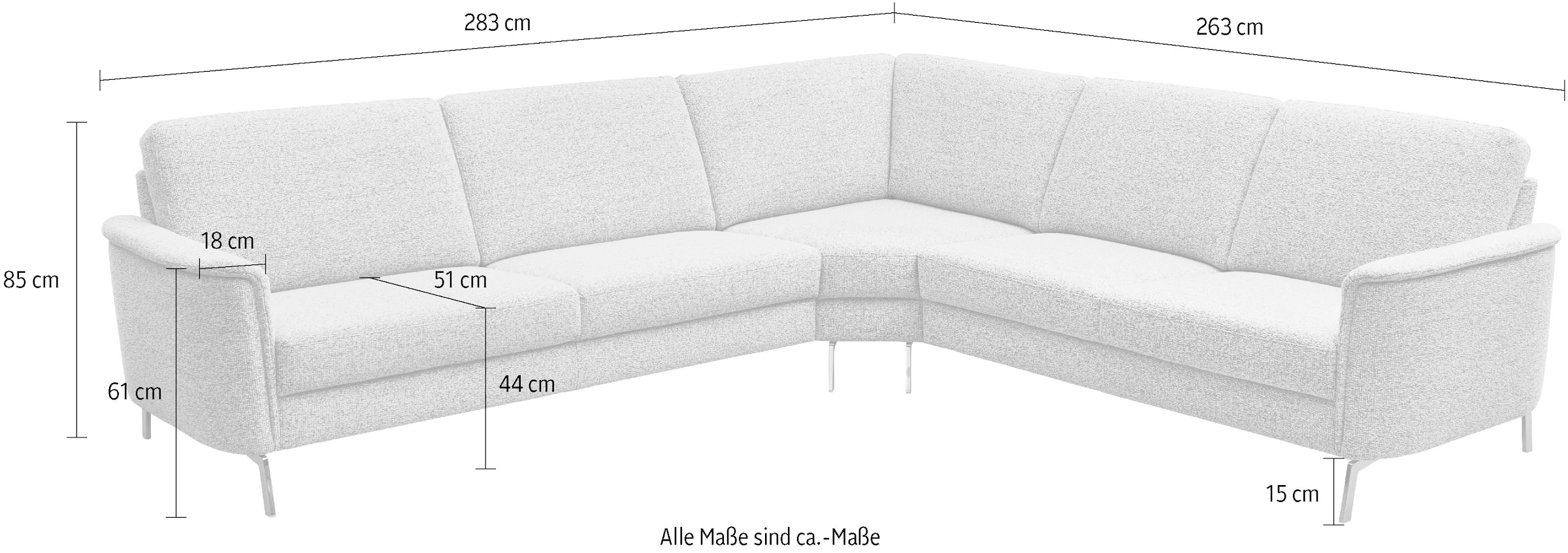 Home affaire Ecksofa »Solvaro, optional motorischer Sitzvorzug, Breite 283 cm« Saugroboter-tauglich, hochwertige Details & sorgfältige Verarbeitung