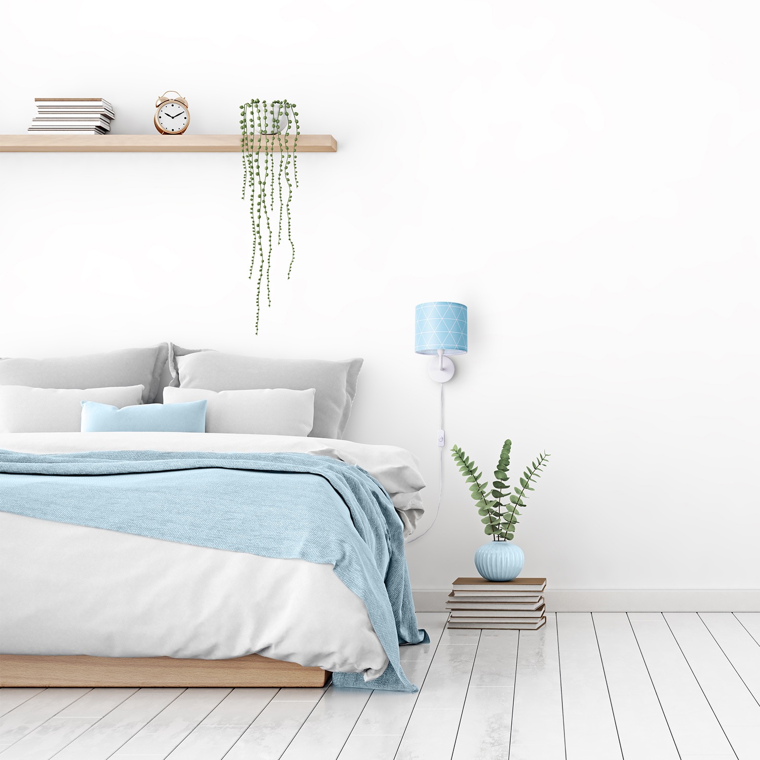 Paco Home Wandleuchte »Stella 401«, 1 flammig, Leuchtmittel E14 | ohne Leuchtmittel, Stecker Flur Lampe Wohnzimmer âˆ…18cm Skandi Stil Kabel 3m E14